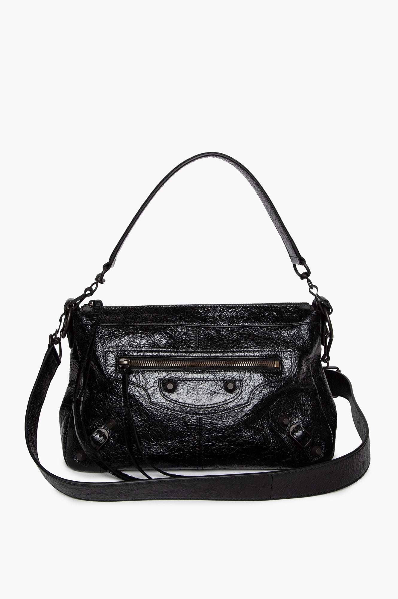 Balenciaga Black Arena Lambskin Antique Brass Hardware Le City Bag