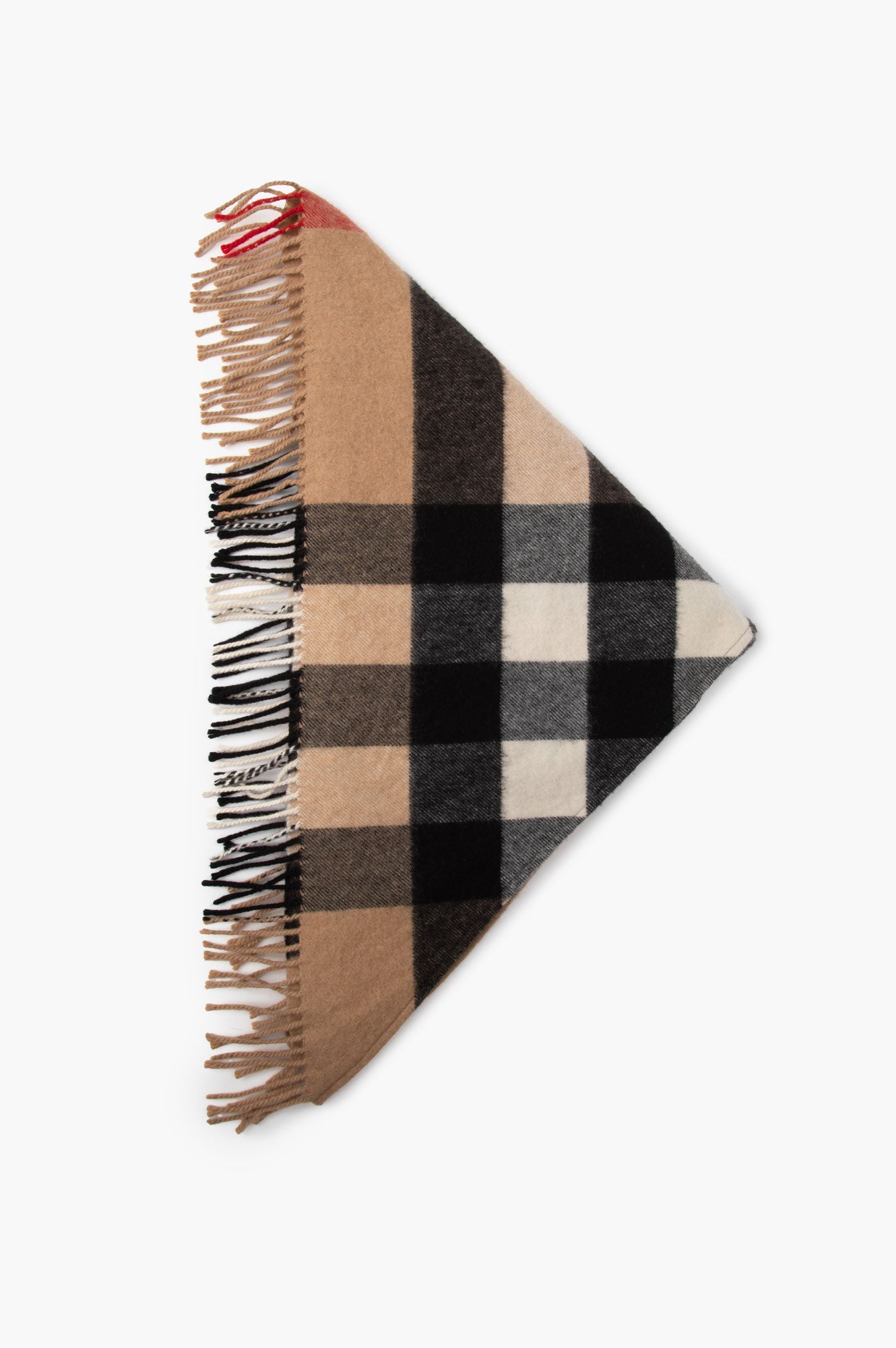 Burberry Camel Check Cashmere Triangle Bandana Scarf