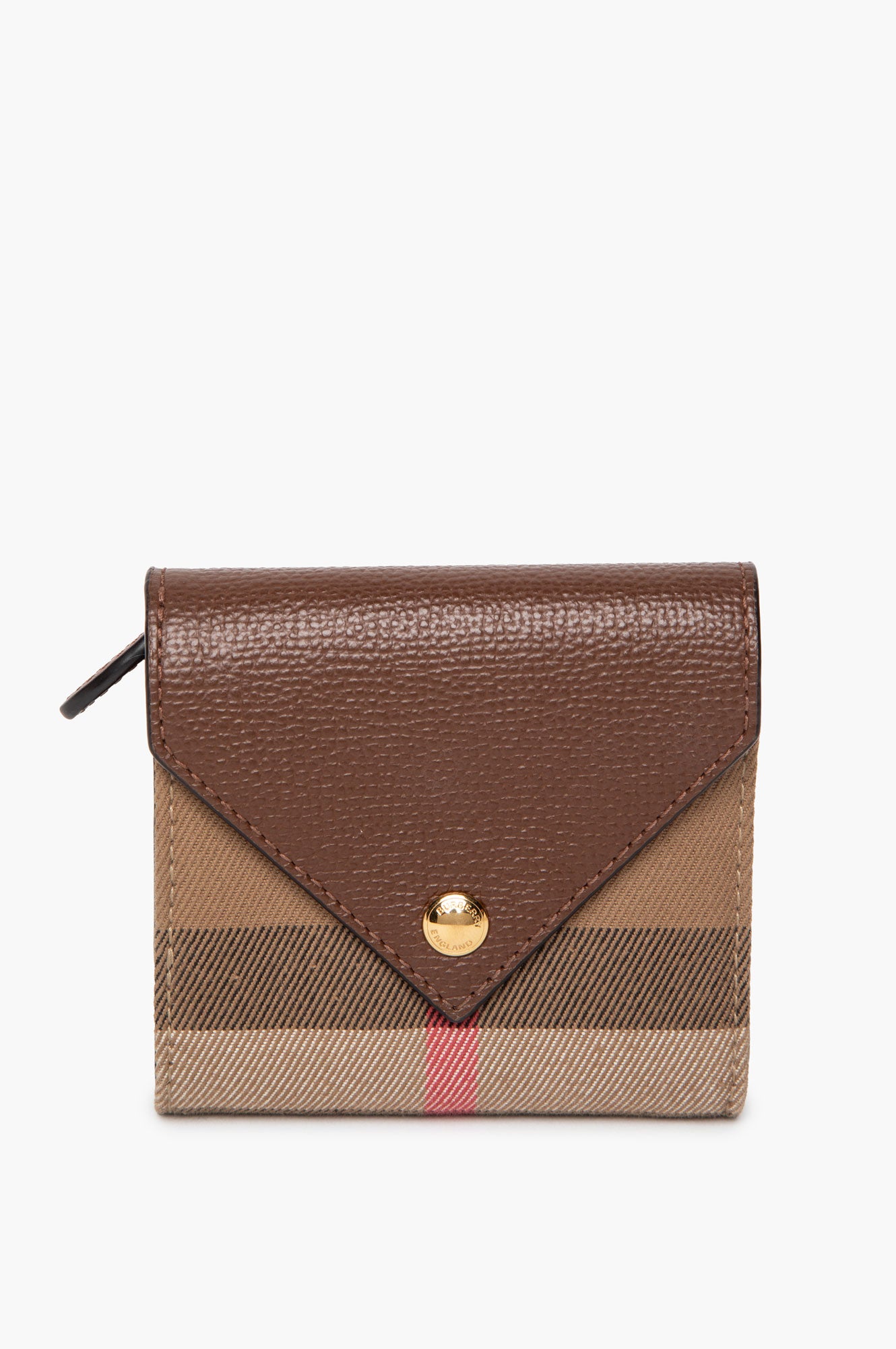 Burberry Vintage Check Brown Leather Envelope Wallet