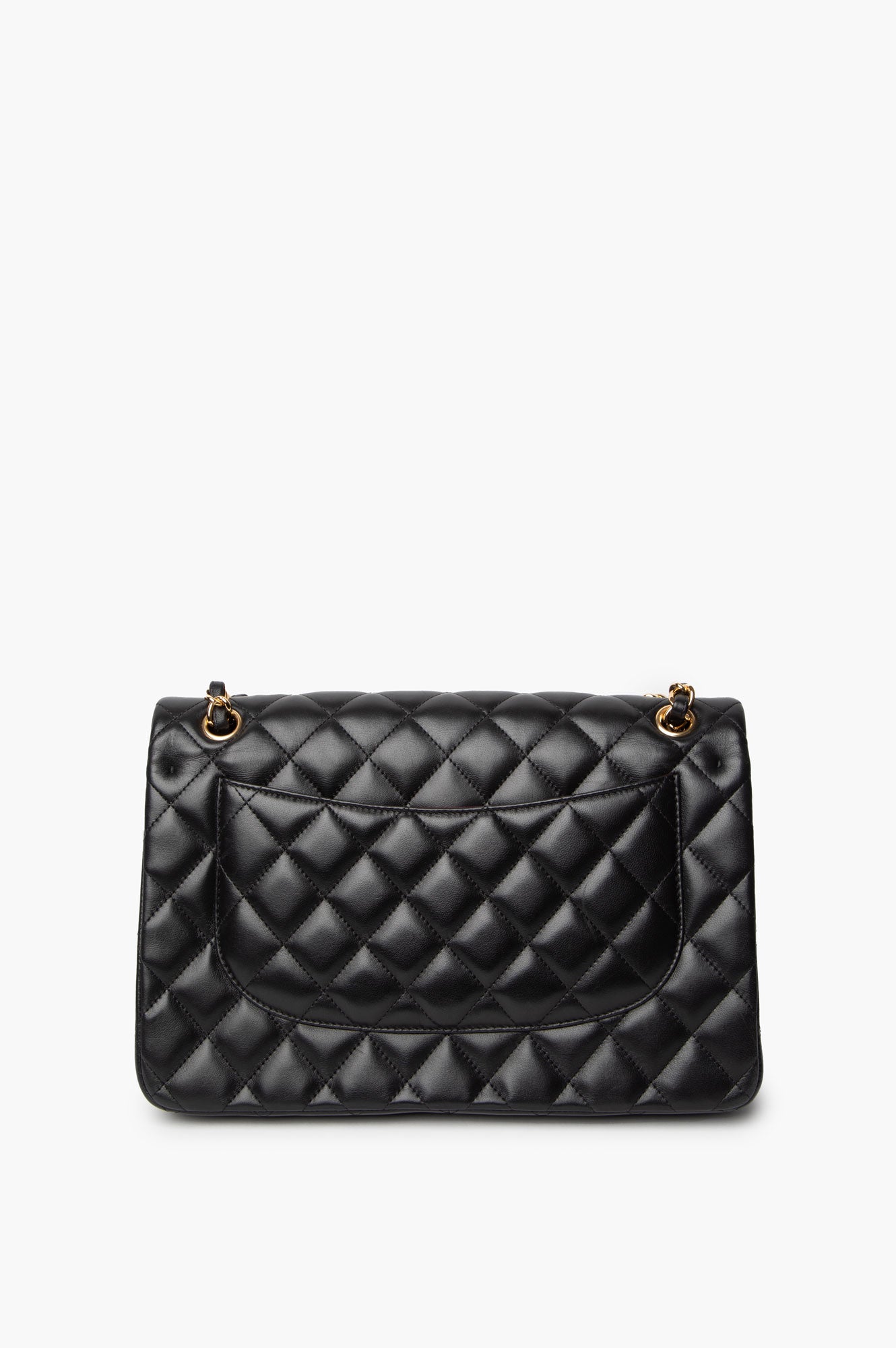 Chanel Black Lambskin Classic Double Flap Jumbo Bag