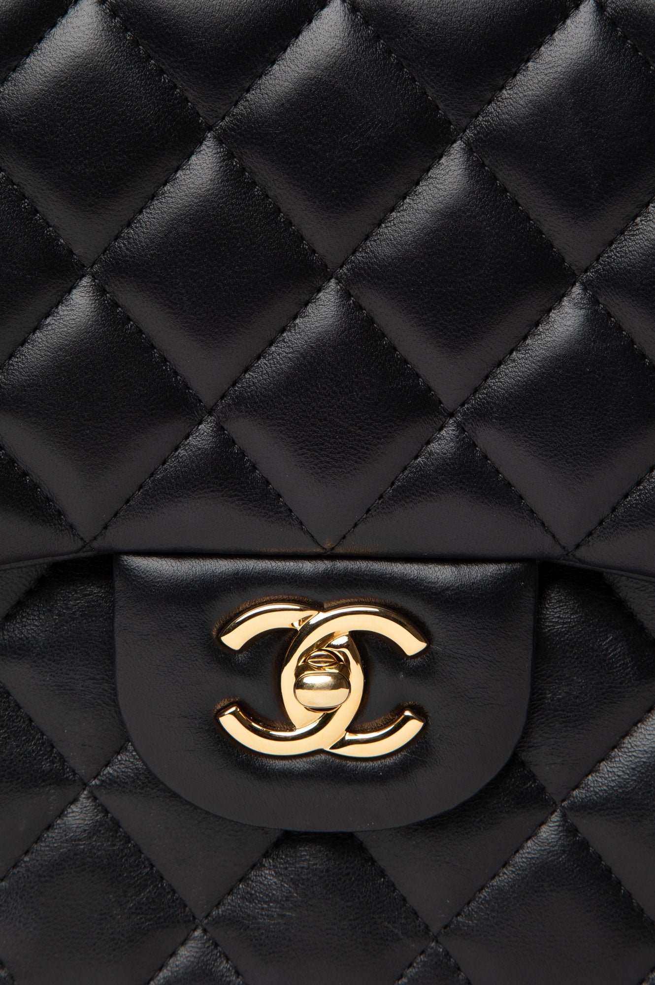 Chanel Black Lambskin Classic Double Flap Jumbo Bag