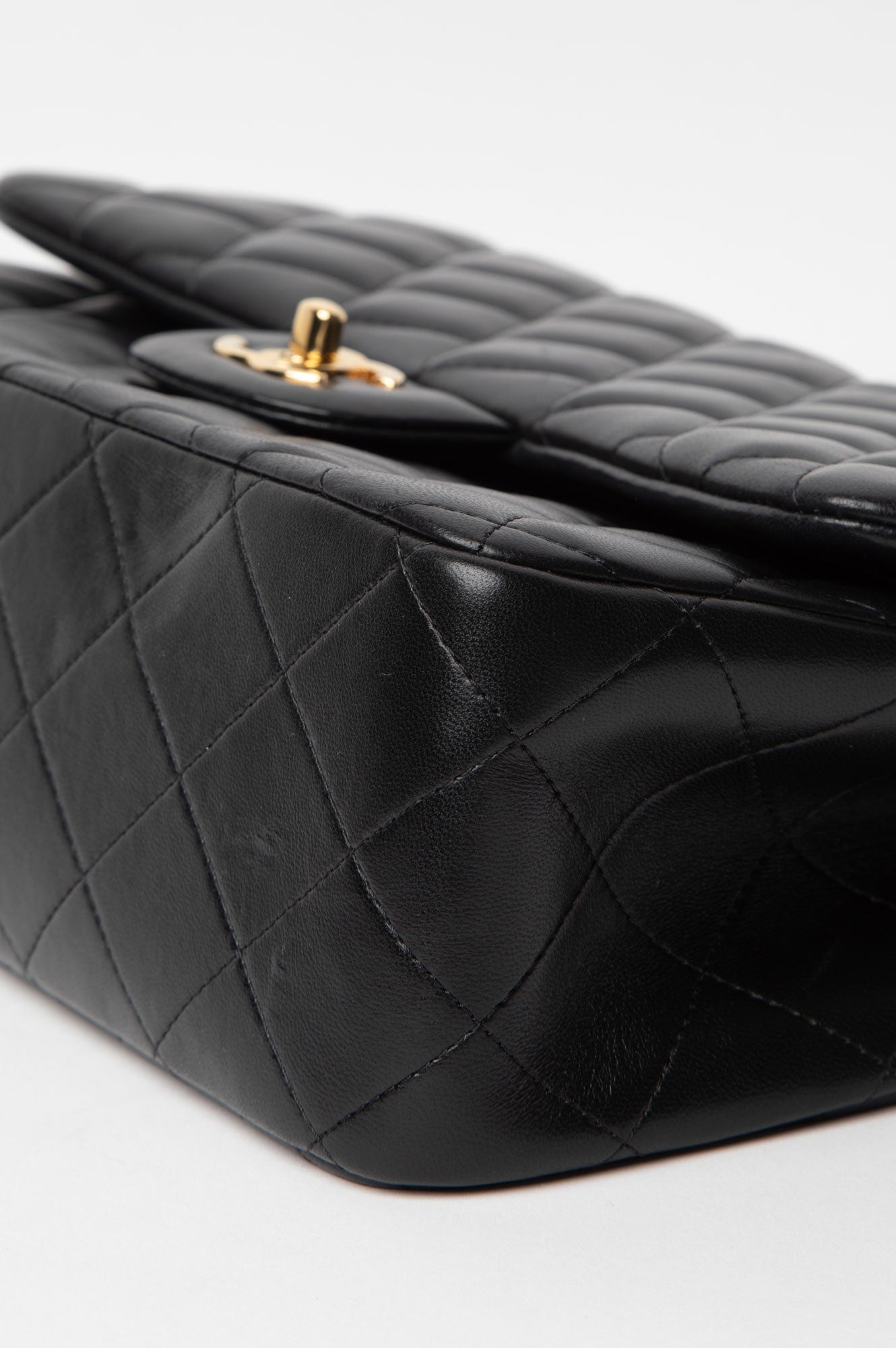 Chanel Black Lambskin Classic Double Flap Jumbo Bag