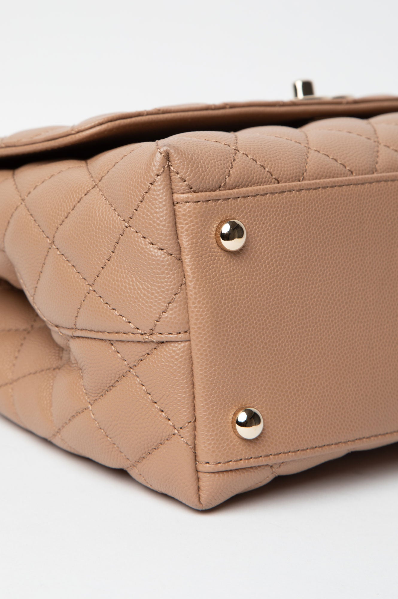 Chanel Beige Quilted Medium Coco Handle Bag