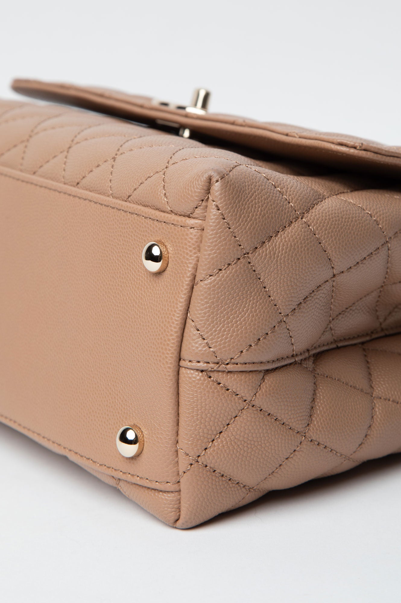 Chanel Beige Quilted Medium Coco Handle Bag