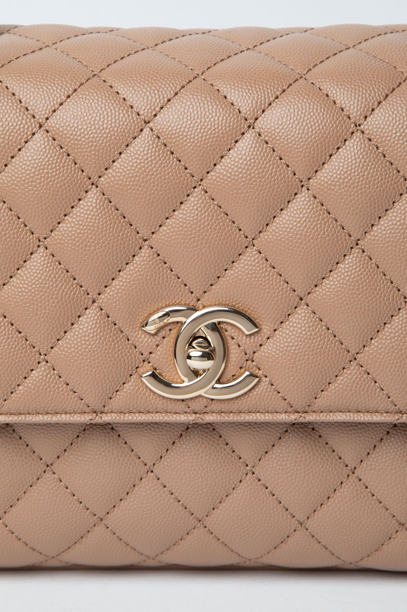 Chanel Beige Quilted Medium Coco Handle Bag