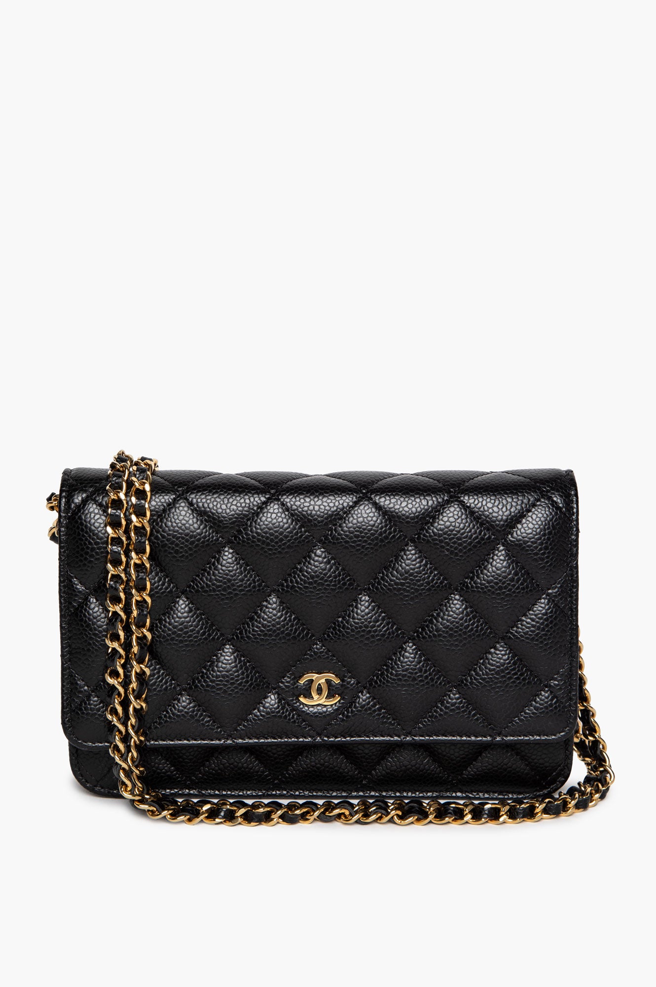 Chanel Black Caviar Wallet On Chain 2022