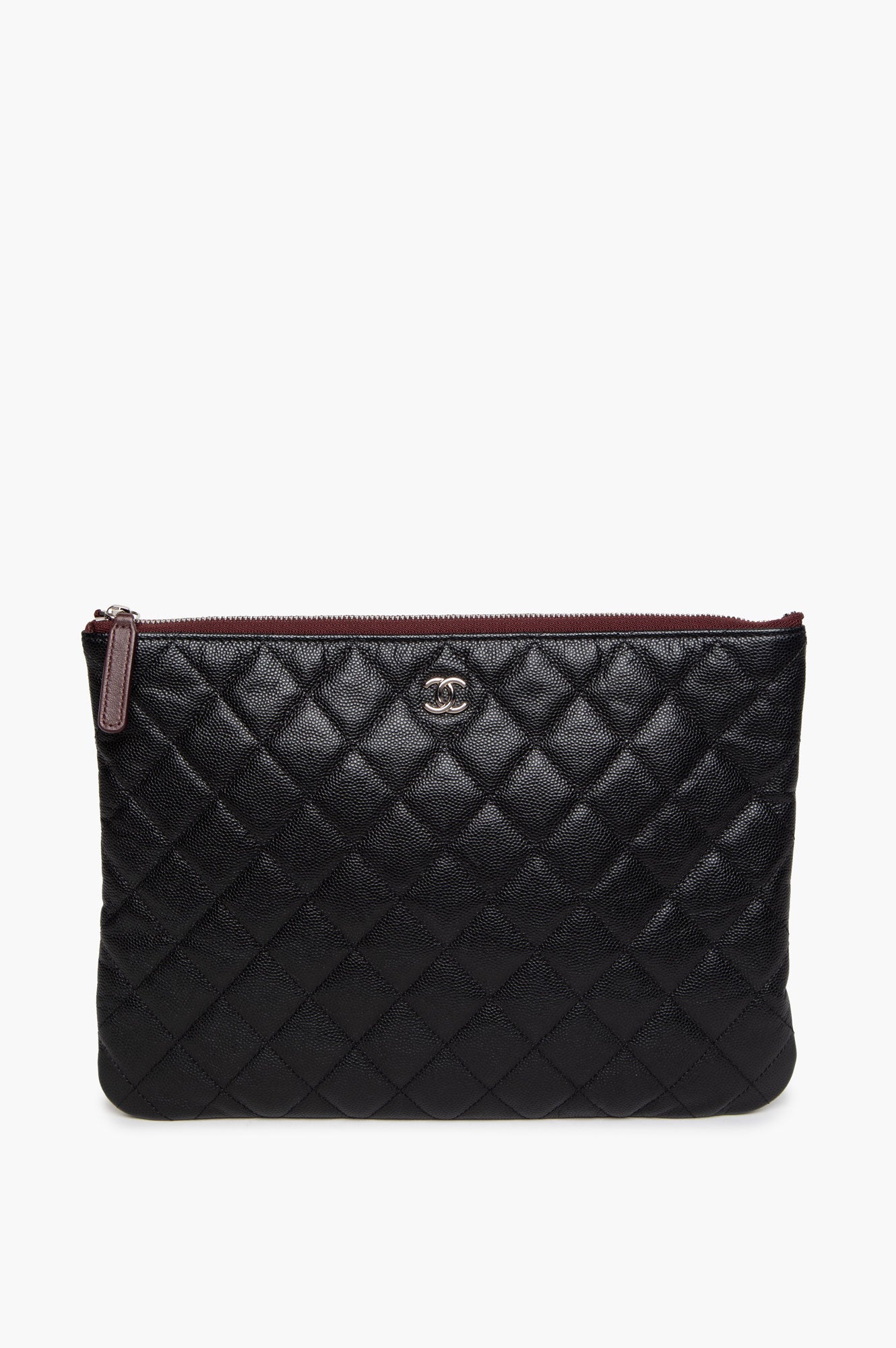 Chanel Black Quilted Caviar Medium O-Case