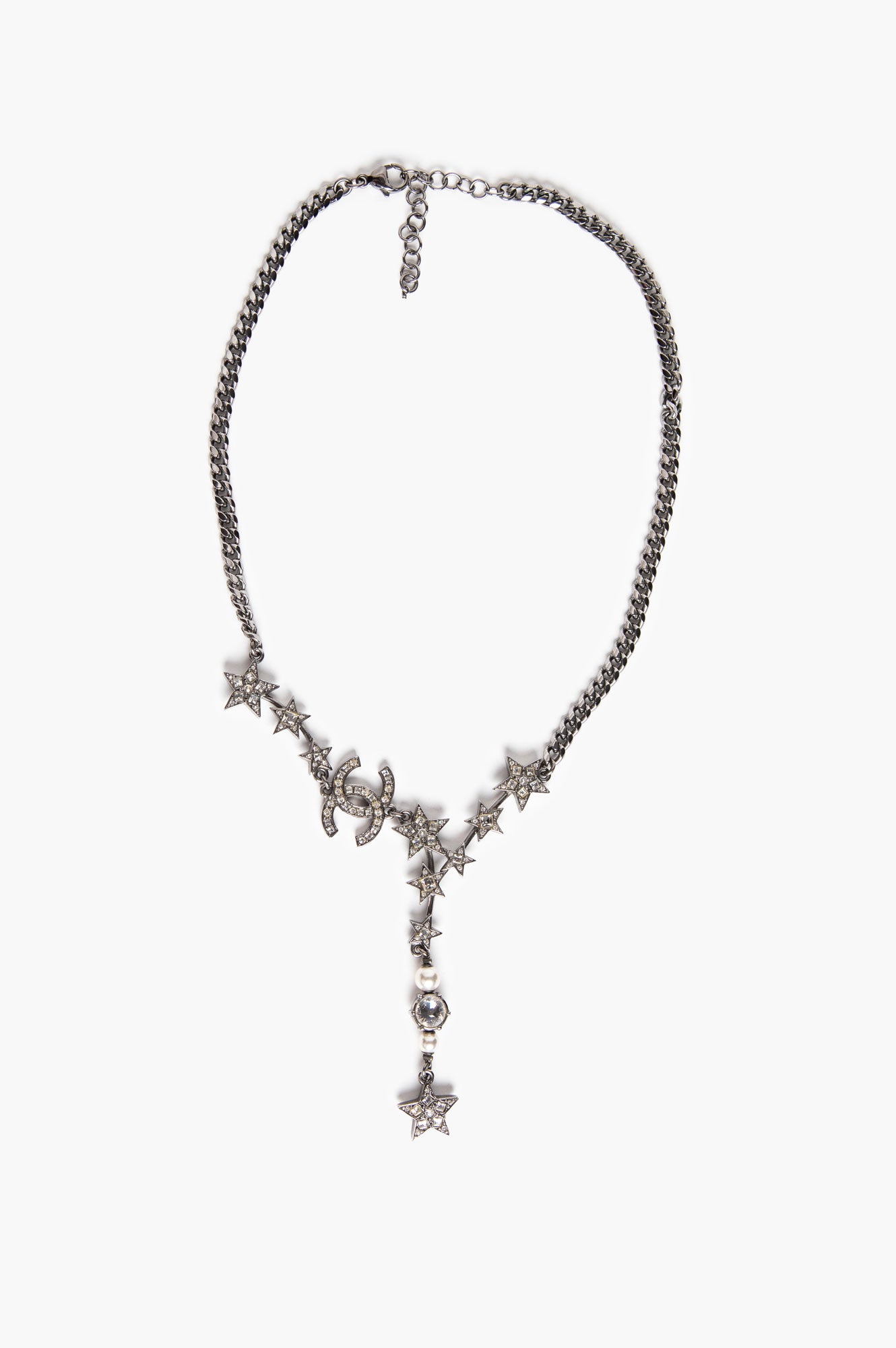 Chanel C21 S Ruthenium Crystal Star Necklace