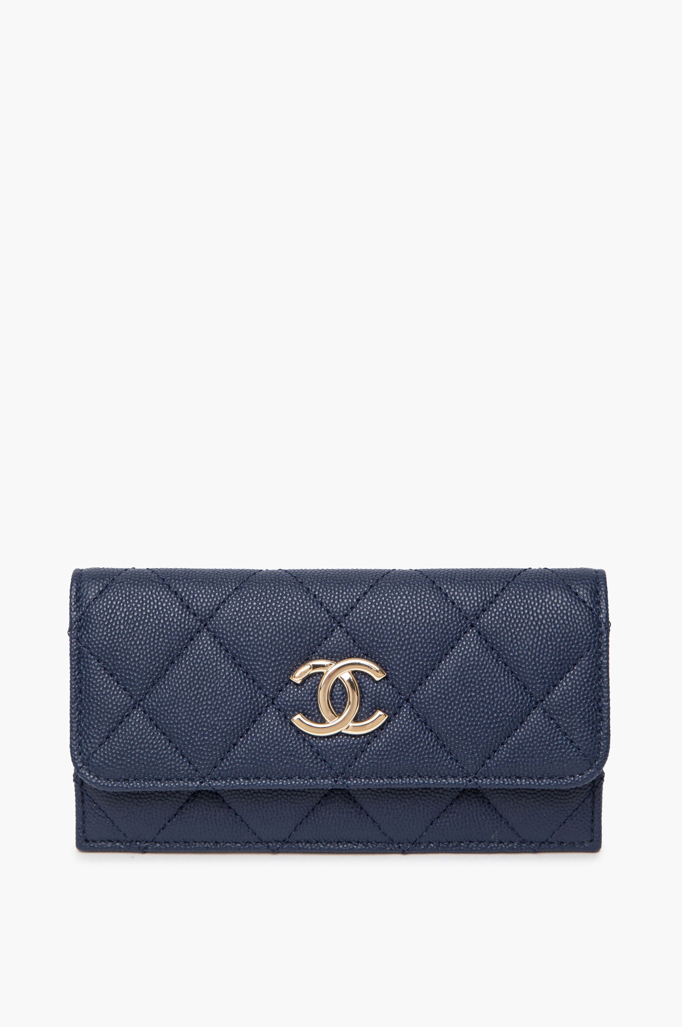 Chanel Dark Blue Caviar Quilted Medium Flap Wallet