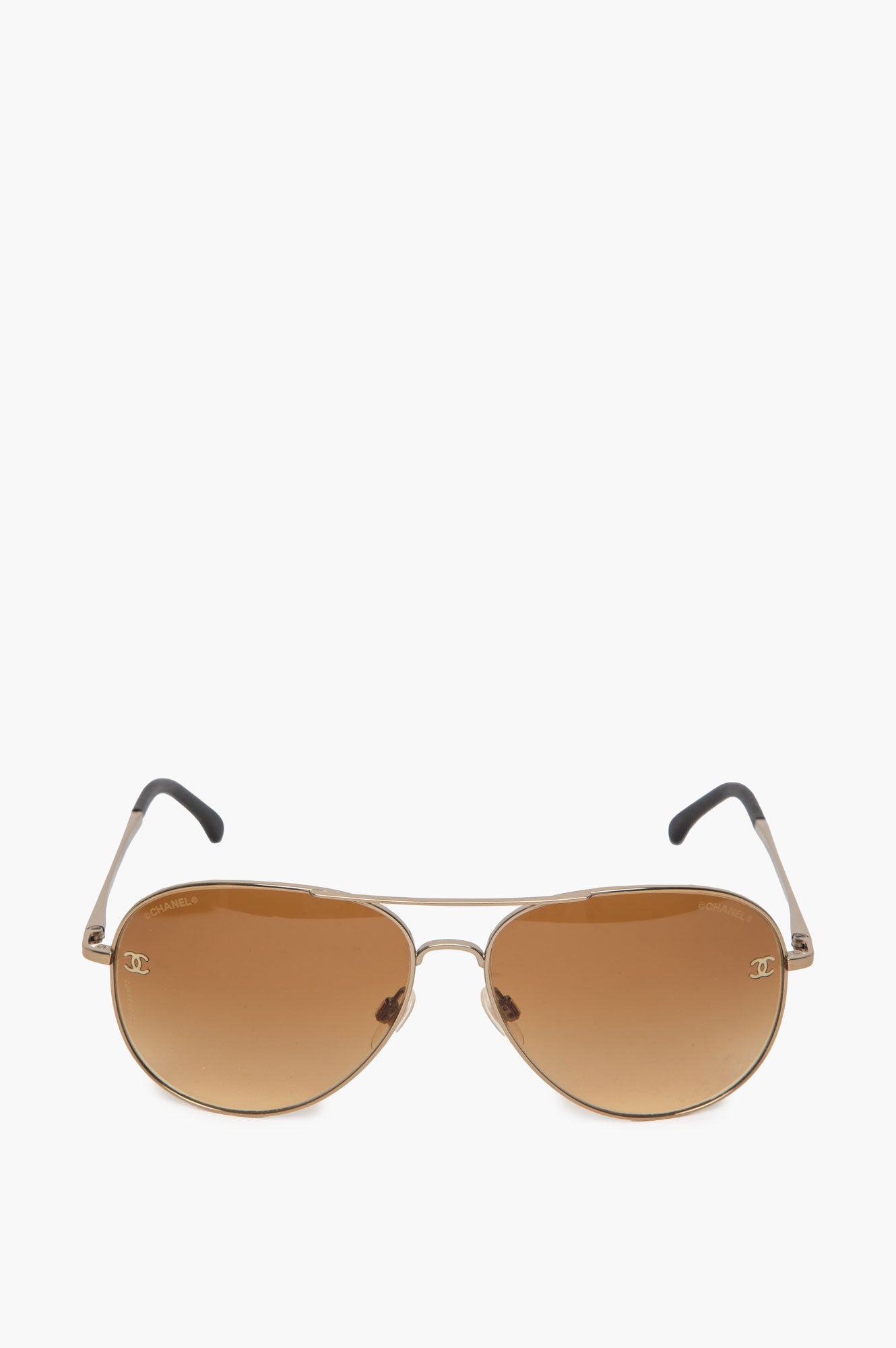 Chanel Gold Titanium Brown Gradient Aviator 4189TQ Sunglasses