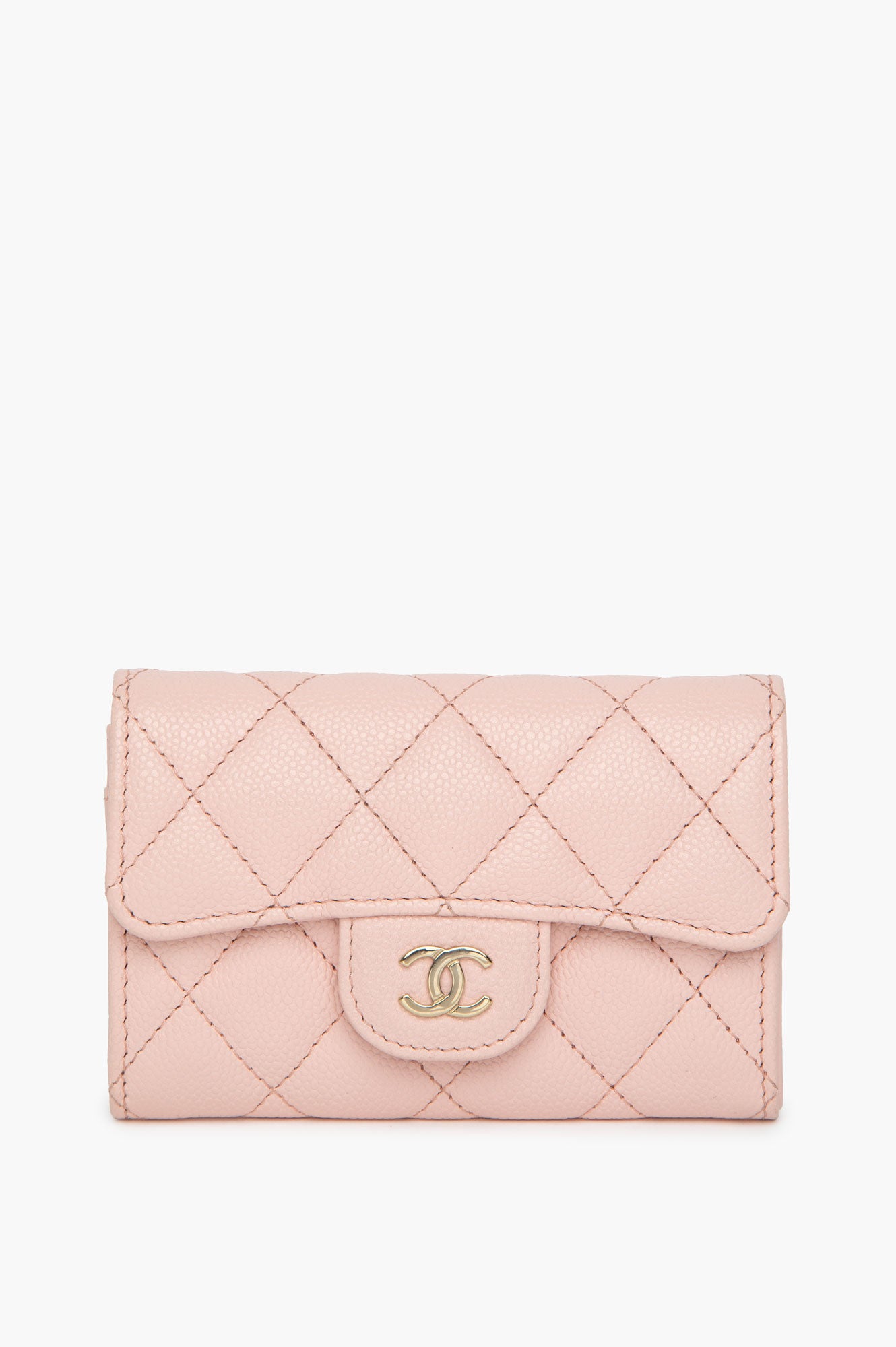 Chanel Light Pink Quilted Caviar Cardholder