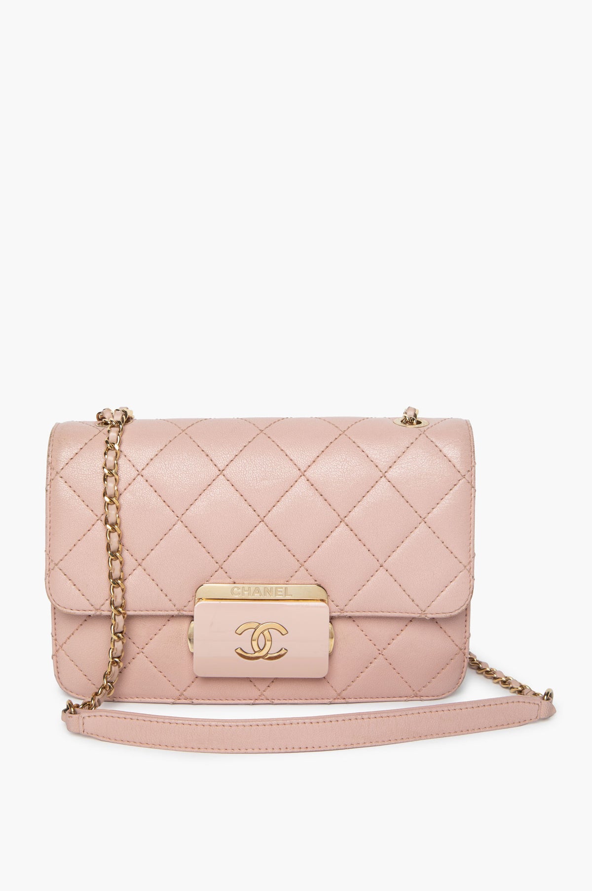 Chanel Pink Quilted Sheepskin Mini Beauty Lock Flap Bag