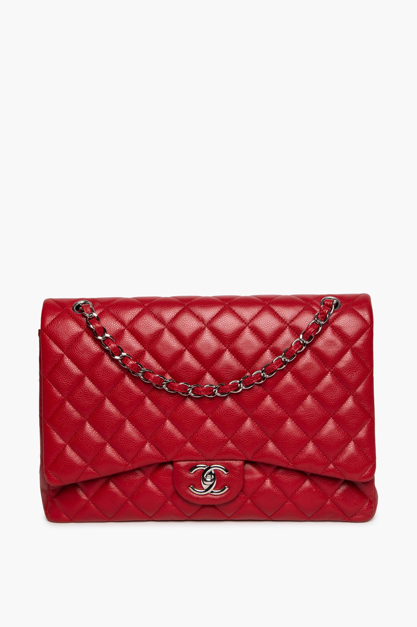 Chanel Red Caviar Maxi Classic Double Flap Bag