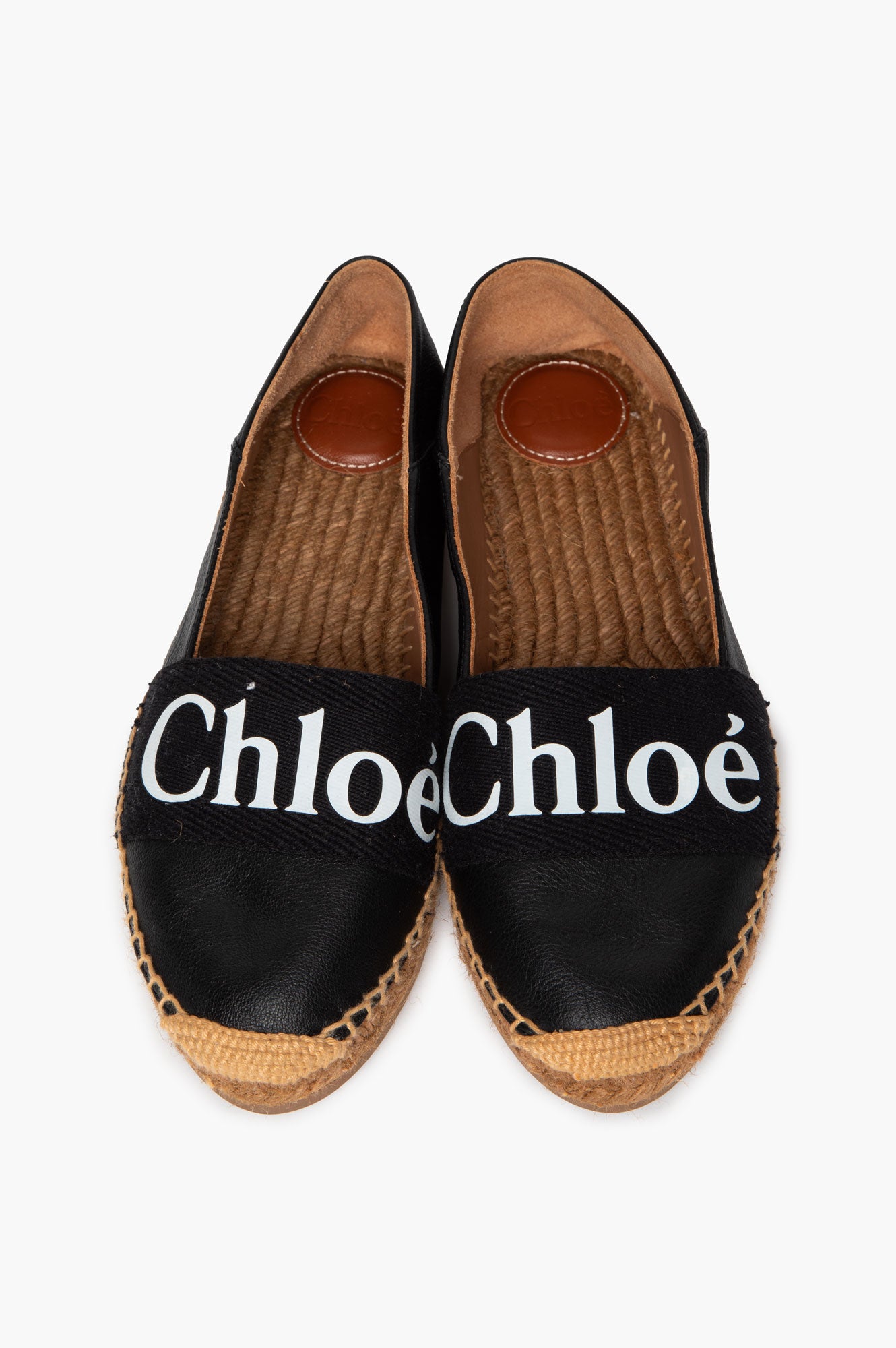Chloé Black Leather Woody Espadrilles Size 36