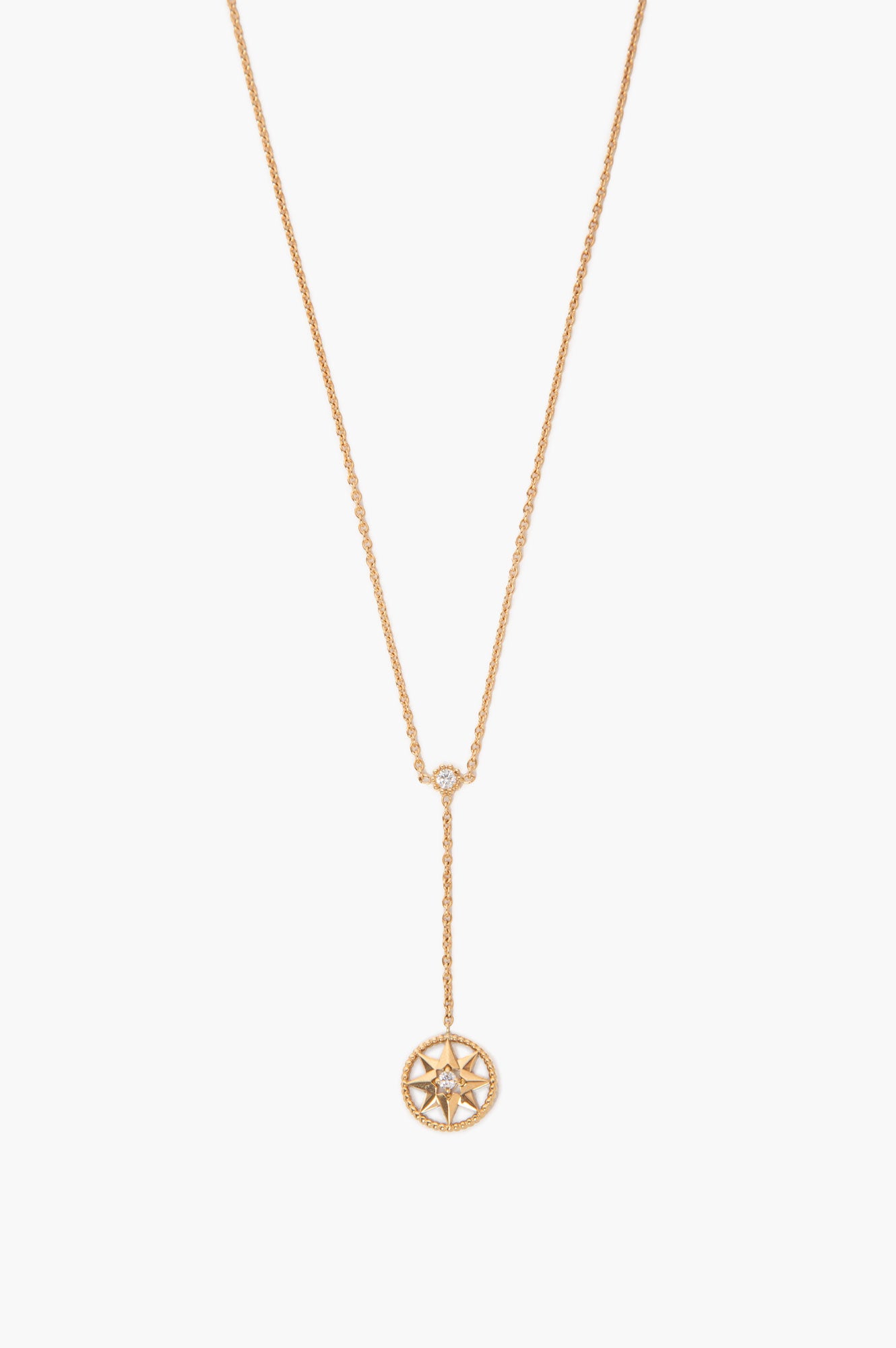 Christian Dior 18k Gold Diamond Mother-of-Pearl Rose des Vents Necklace