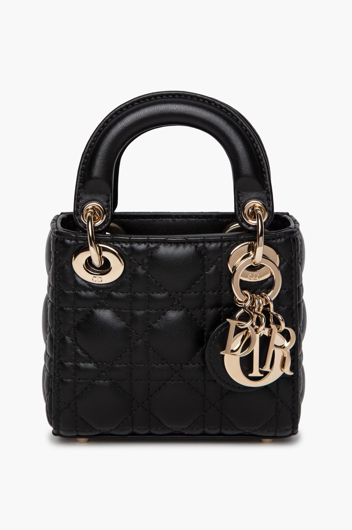 Christian Dior Black Cannage Lambskin Lady Dior Micro Bag