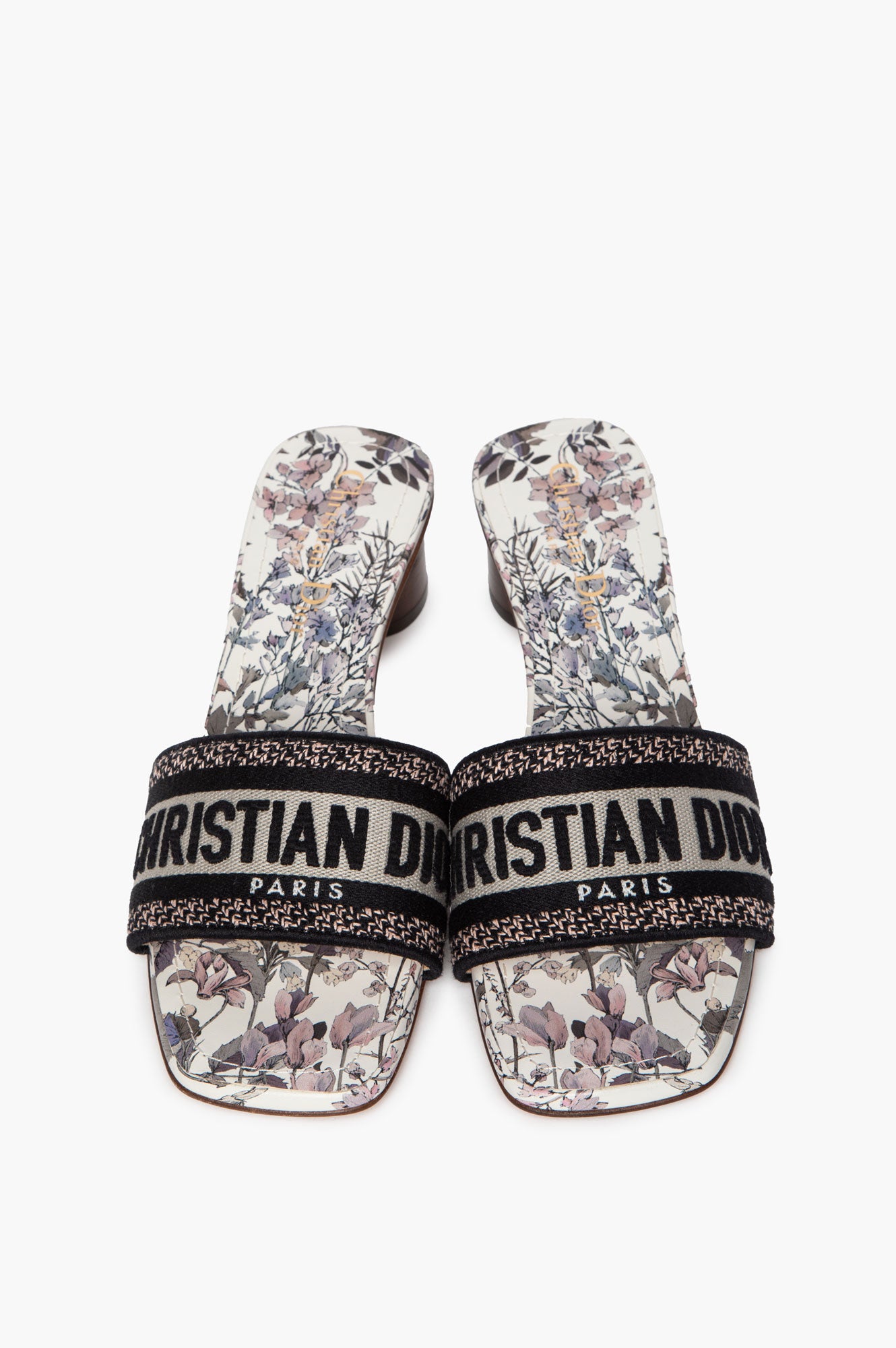 Christian Dior Embroidered D-Floral Dway 35mm Slides Size 36
