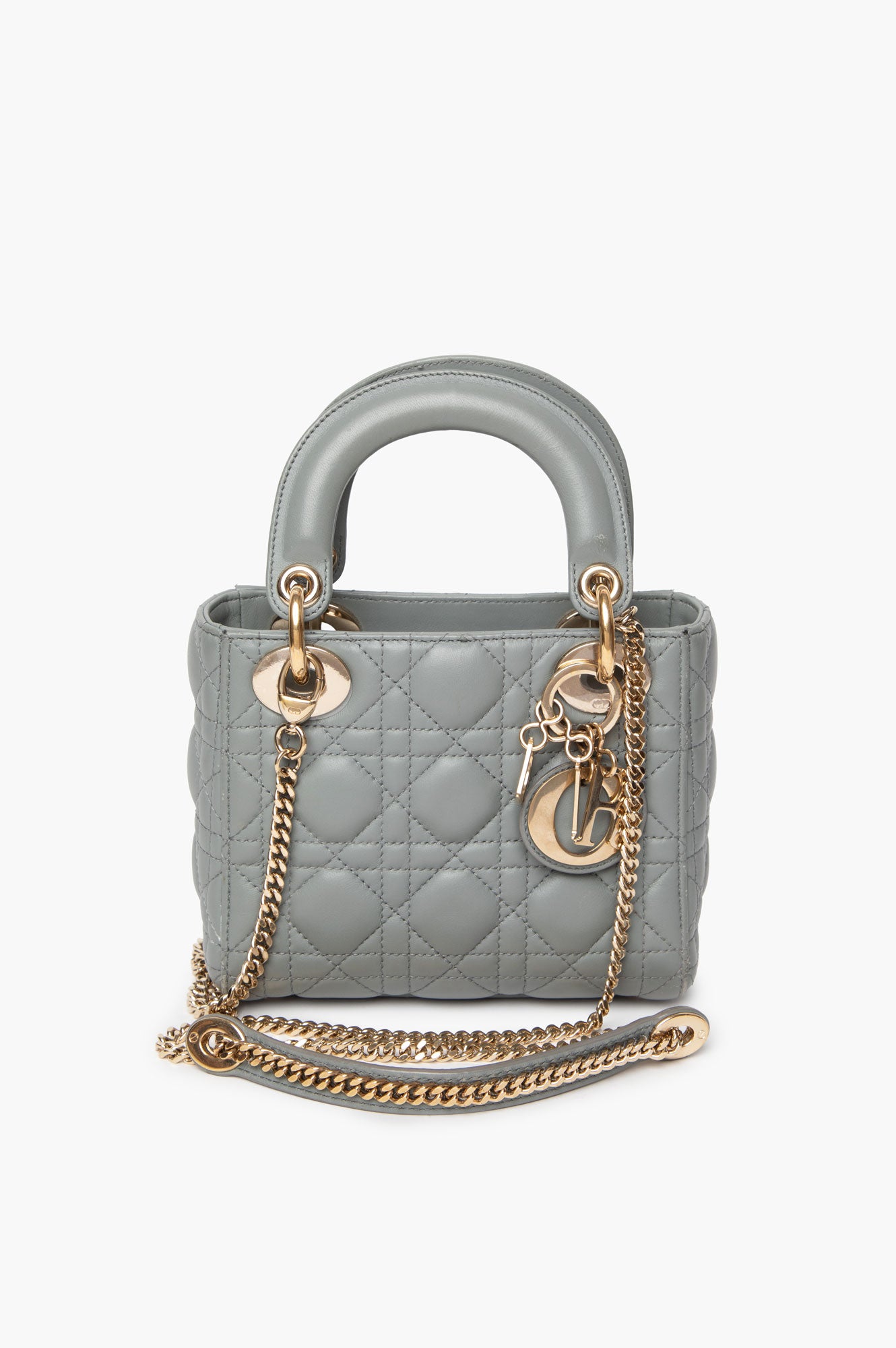 Christian Dior Grey Mini Lady Dior Bag - crossbody