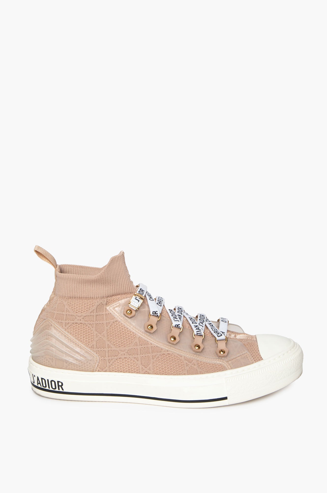 Christian Dior Nude Technical Knit Cannage Walk'n Dior High Top Sneakers Size 41