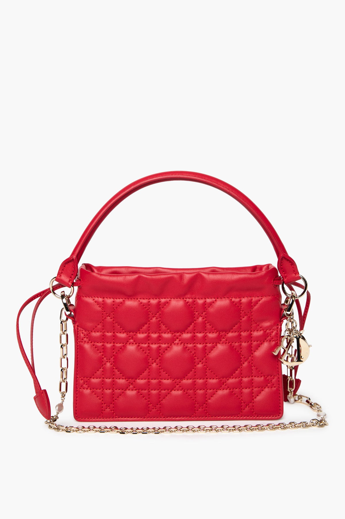 Christian Dior Red Leather Cannage Milly Mini Bag