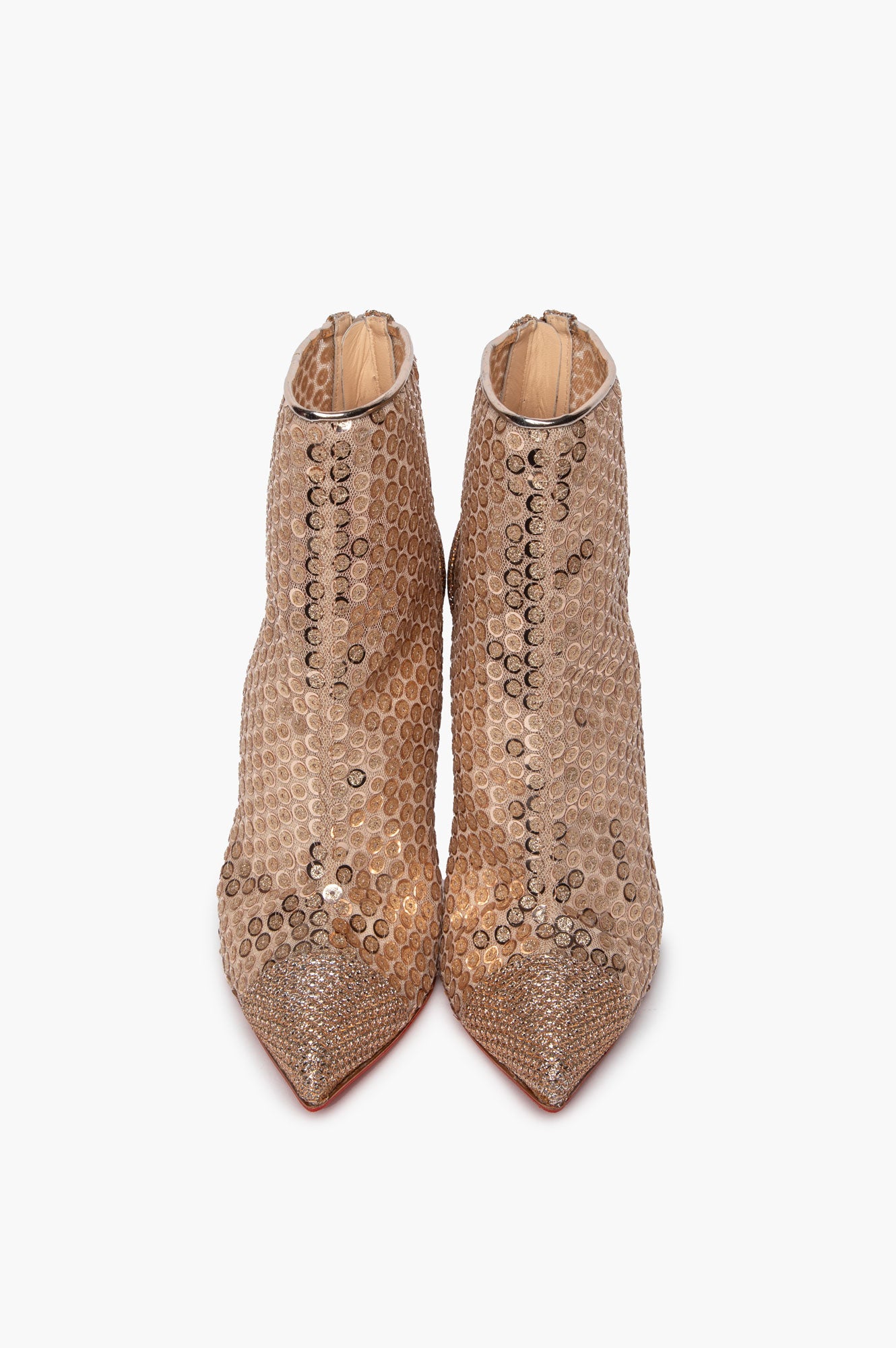 Christian Louboutin Gold Glitter Sequin Gipsy 100 Booties Size 36