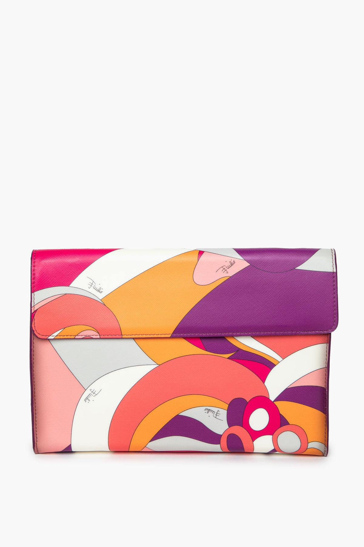 Emilio Pucci Multicolour Print Coated Canvas Clutch