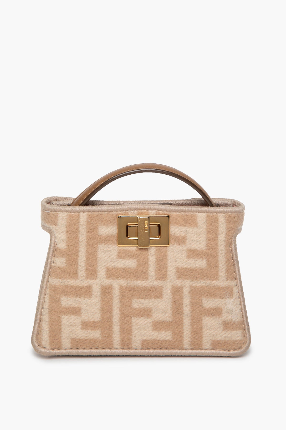 Fendi Beige FF Monogram Wool Nano Peekaboo Bag Charm