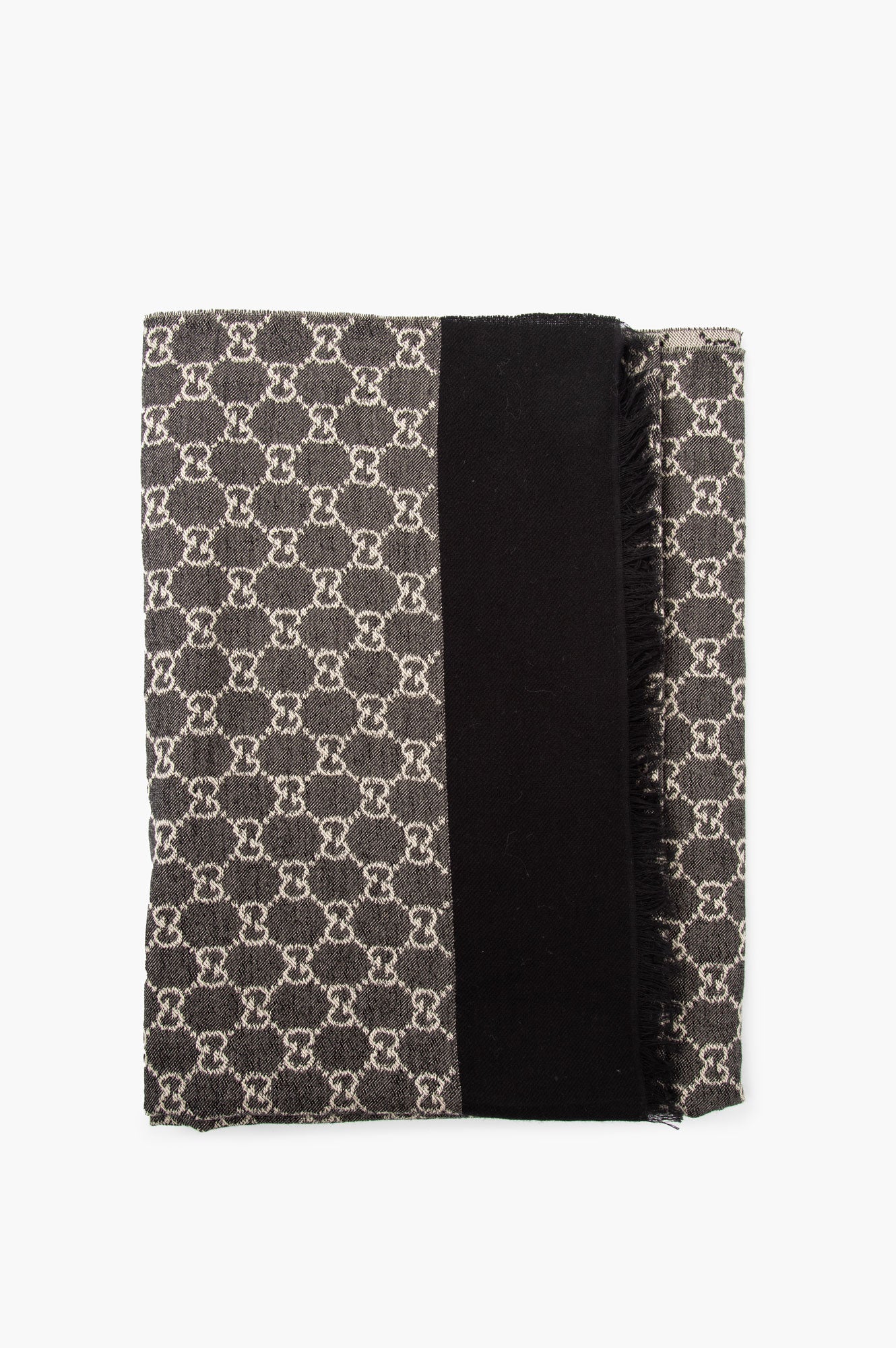 Gucci Black/Beige GG Monogram Cotton Scarf