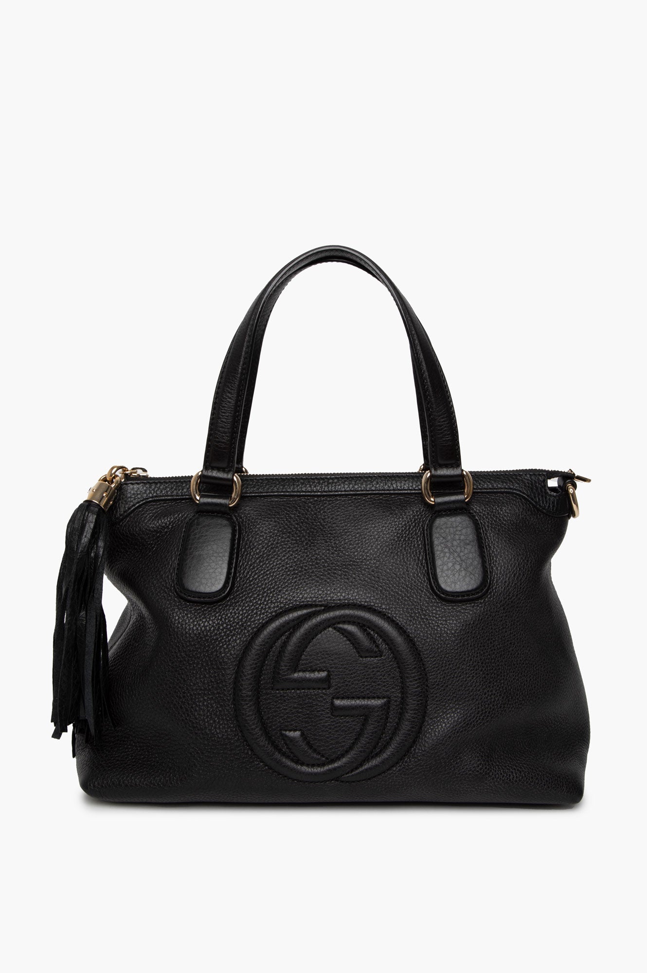 Gucci Black Pebbled Leather Soho Working Tote Bag
