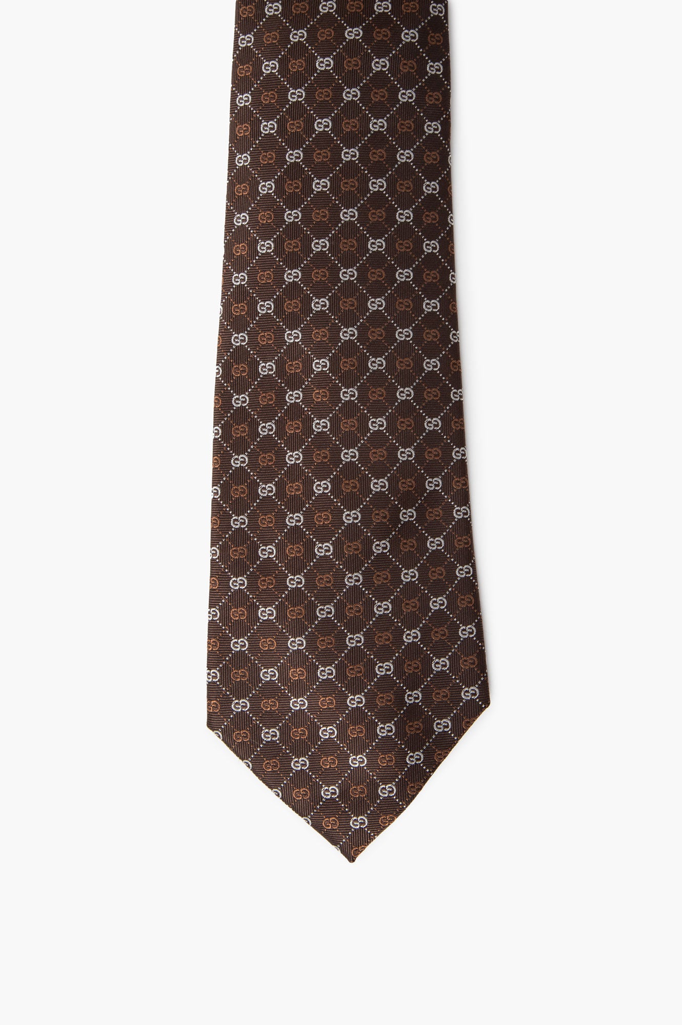 Gucci Brown Silk Jacquard GG Monogram Tie