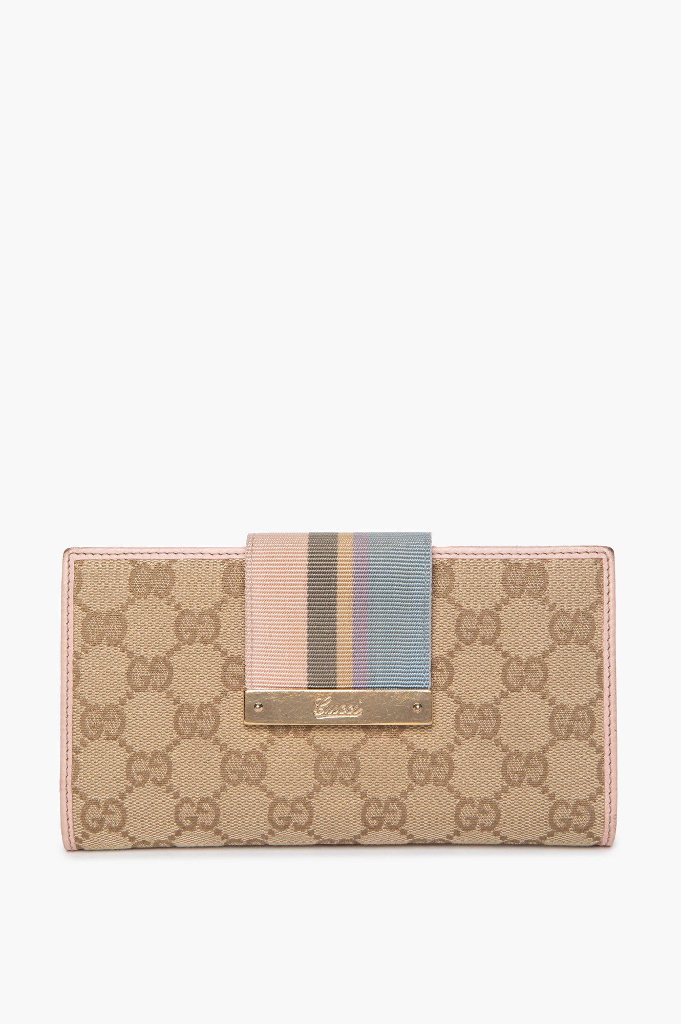 Gucci GG Canvas Pastel Web Continental Wallet