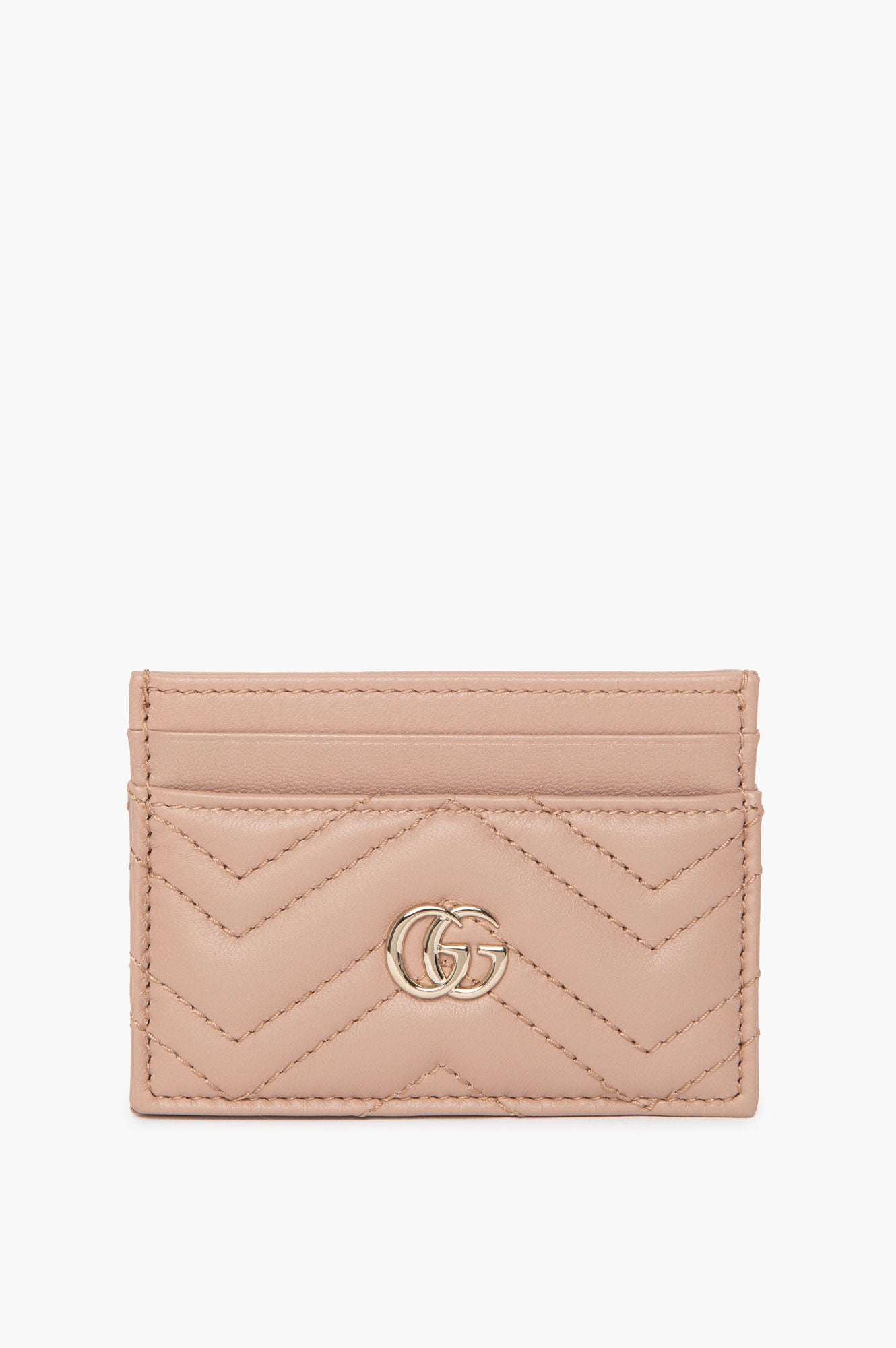 Gucci Pink Beige GG Marmont Card Case