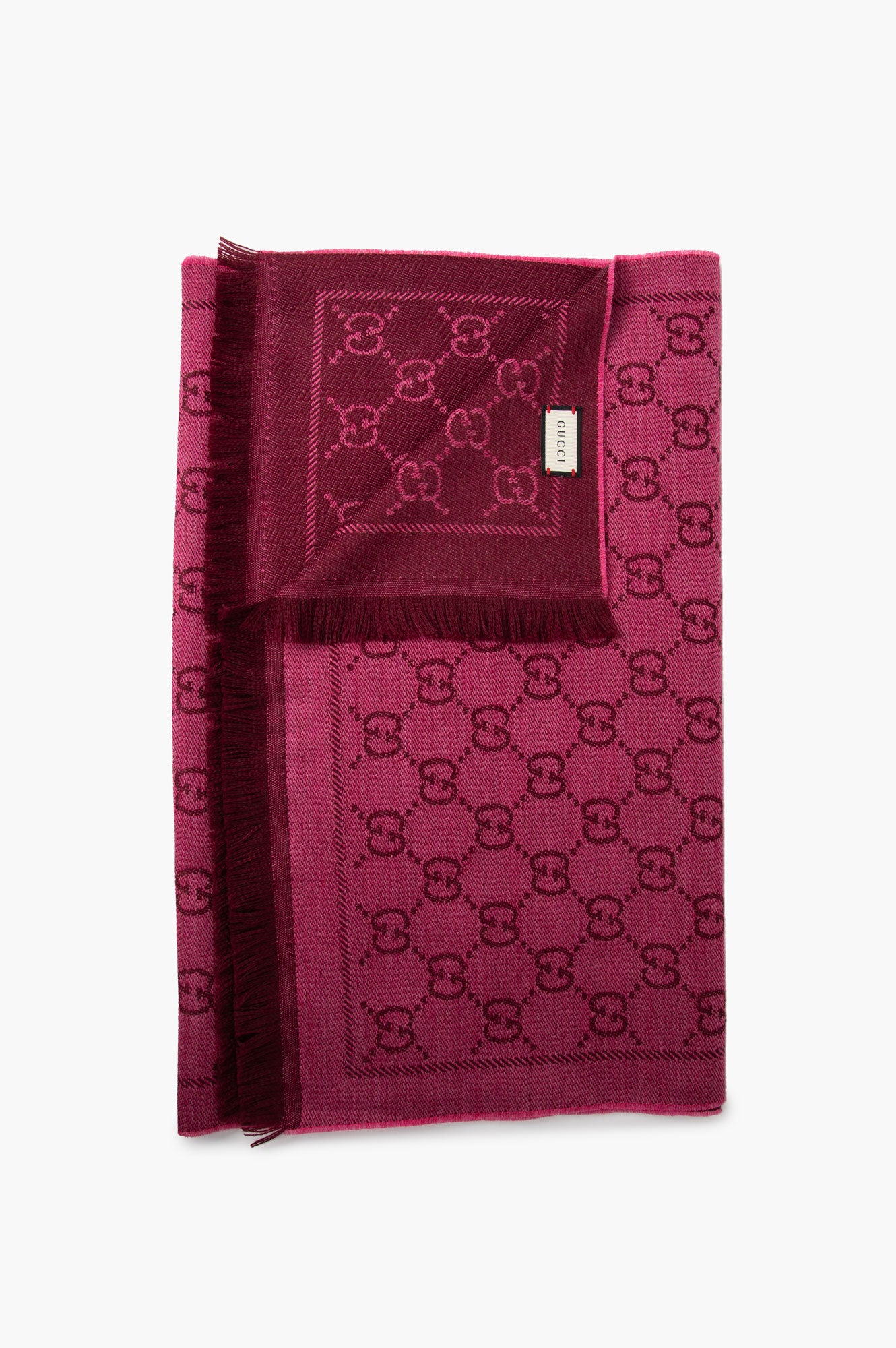 Gucci Pink Wool GG Monogram Scarf