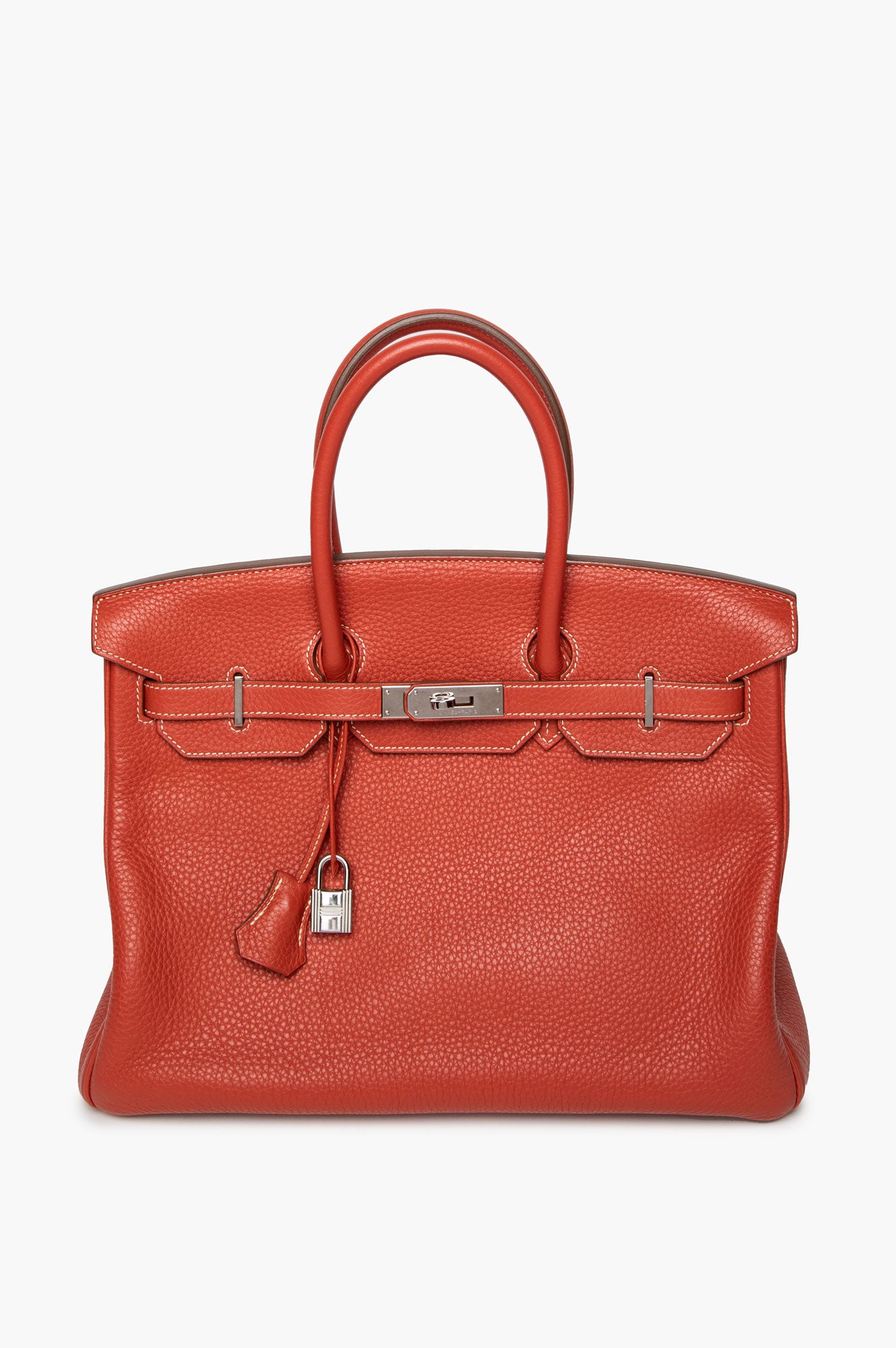 Hermès 2012 Sanguine Clemence Palladium Hardware Birkin 35