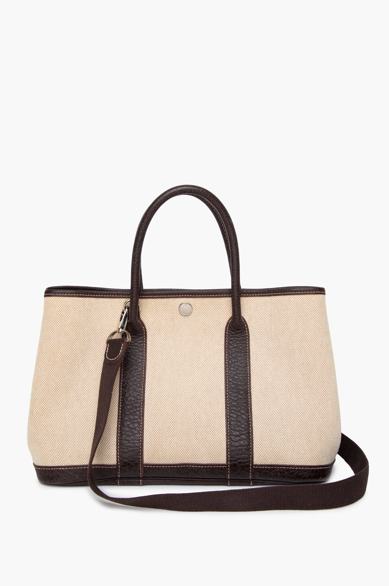 Hermès Beige/Brown Canvas Garden Party 30 Tote With Strap