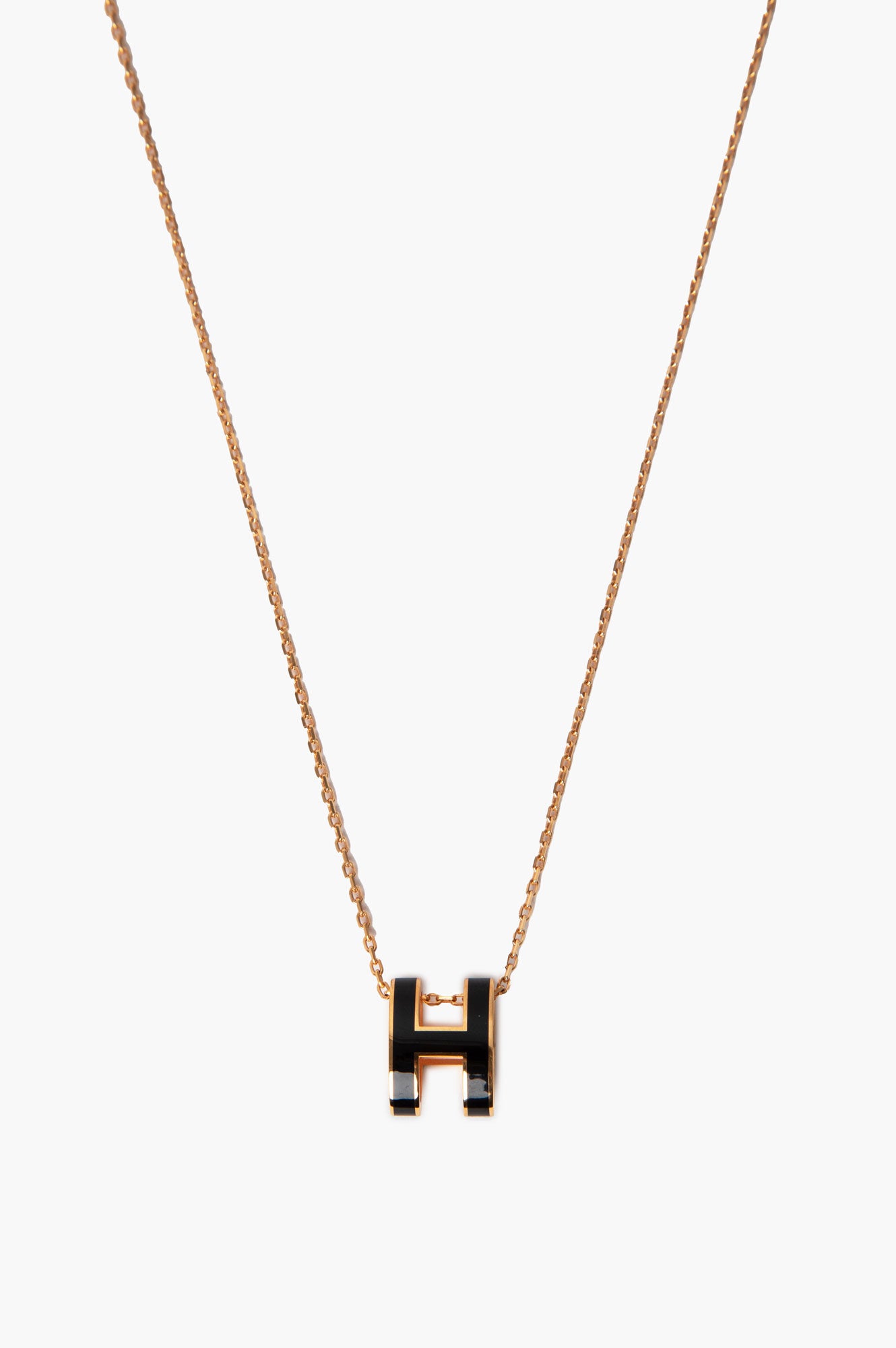 Hermès Black/Rose Gold Plated Pop H Necklace
