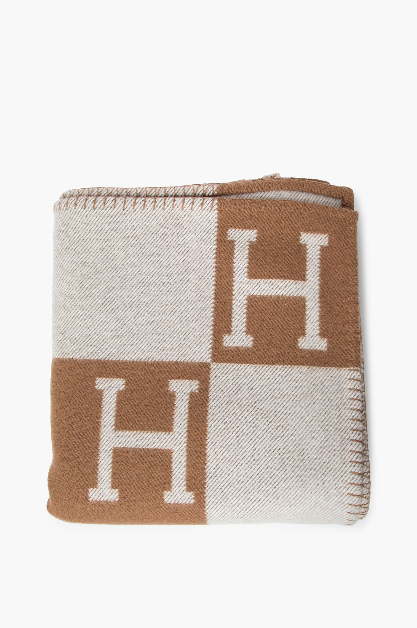 Hermès Ecru/Camel Avalon Throw Blanket