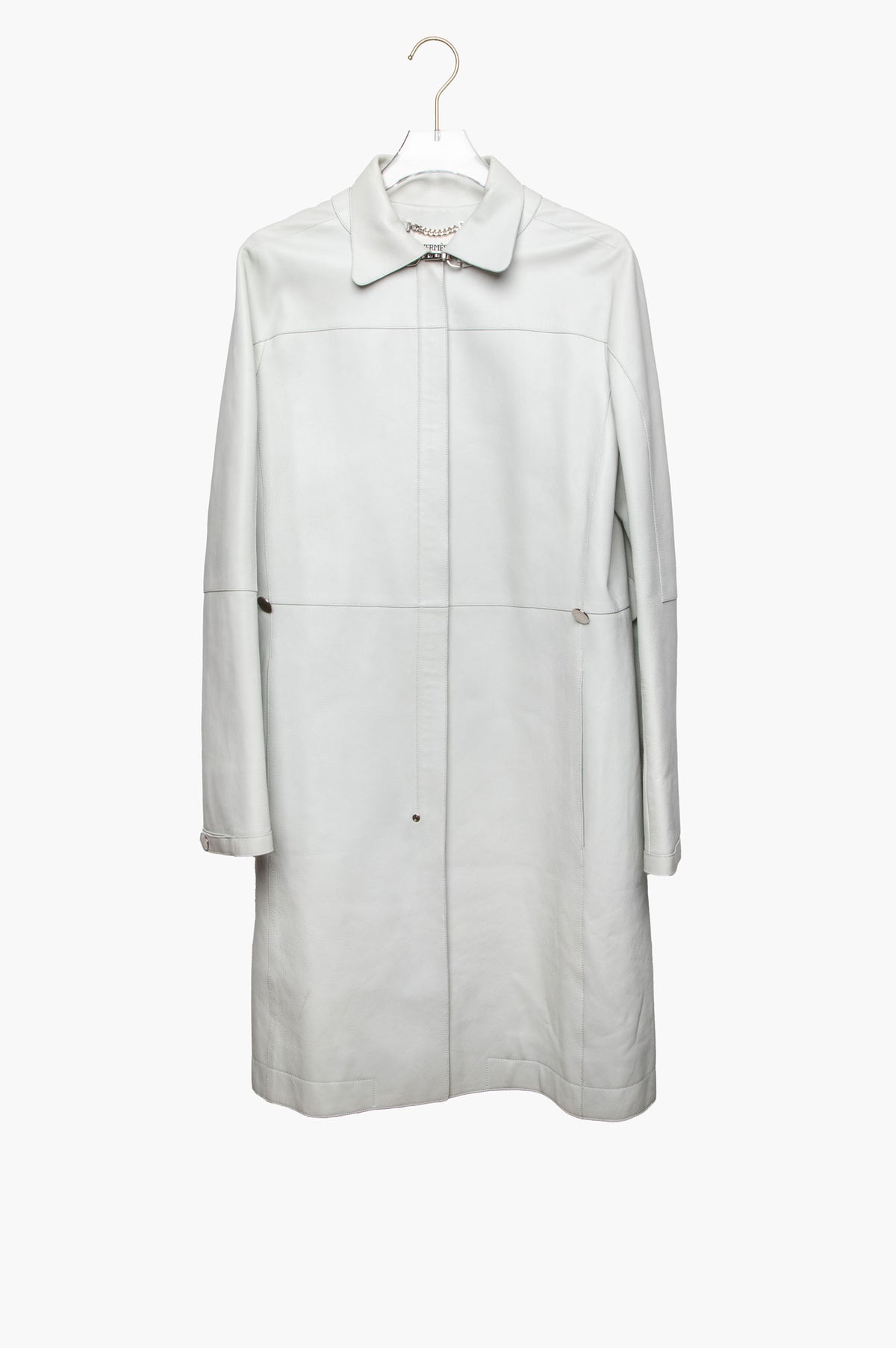 Hermès Gris Neve Chevre Mysore Leather Coat