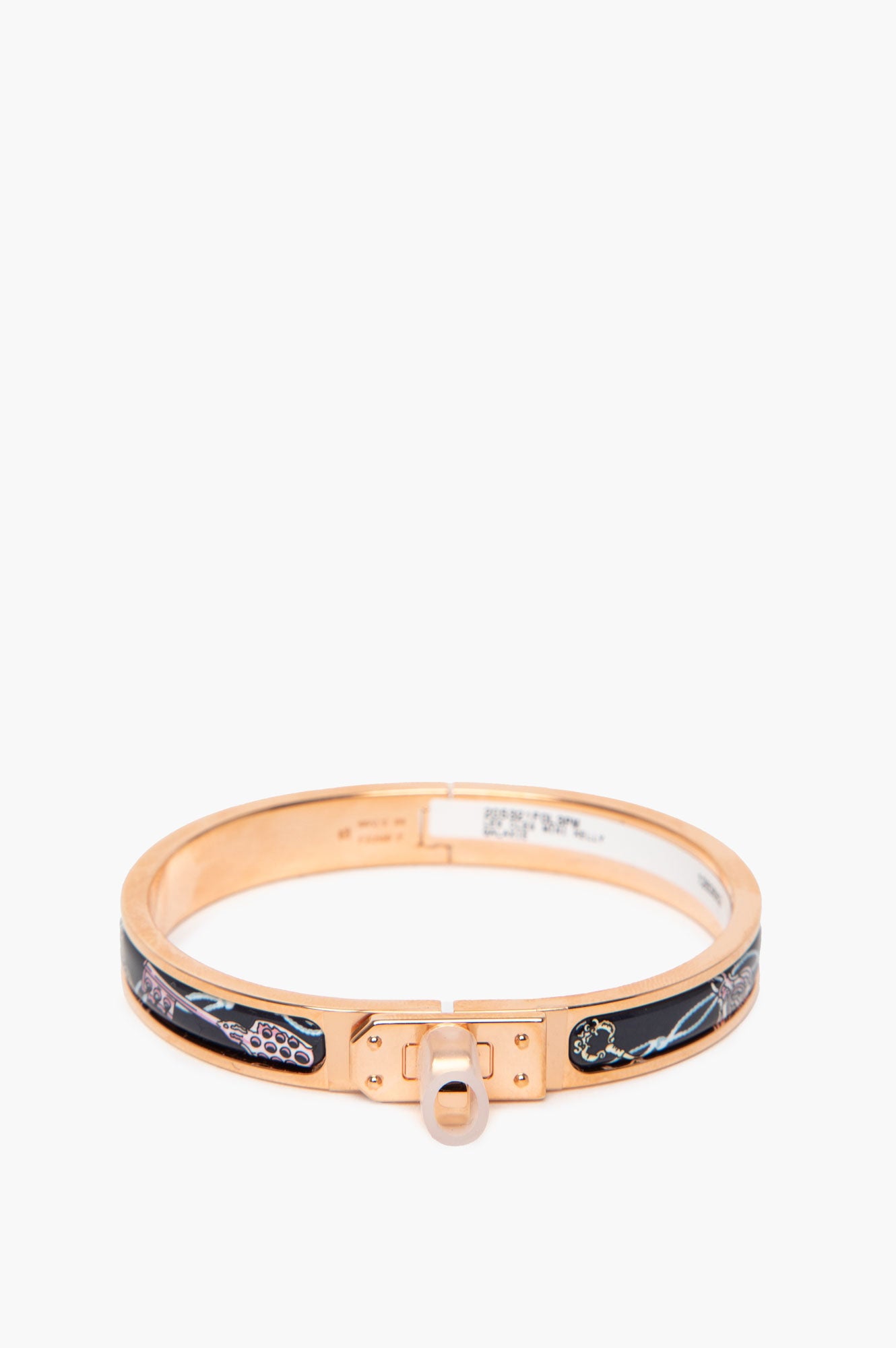 Hermès "Les Cles" Printed Rose Gold Mini Clic Kelly Bracelet