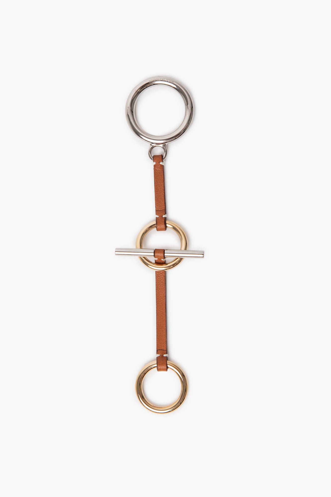 Hermès Marron Alezan Leather Permabrass Palladium Passe-Passe Scarf Ring