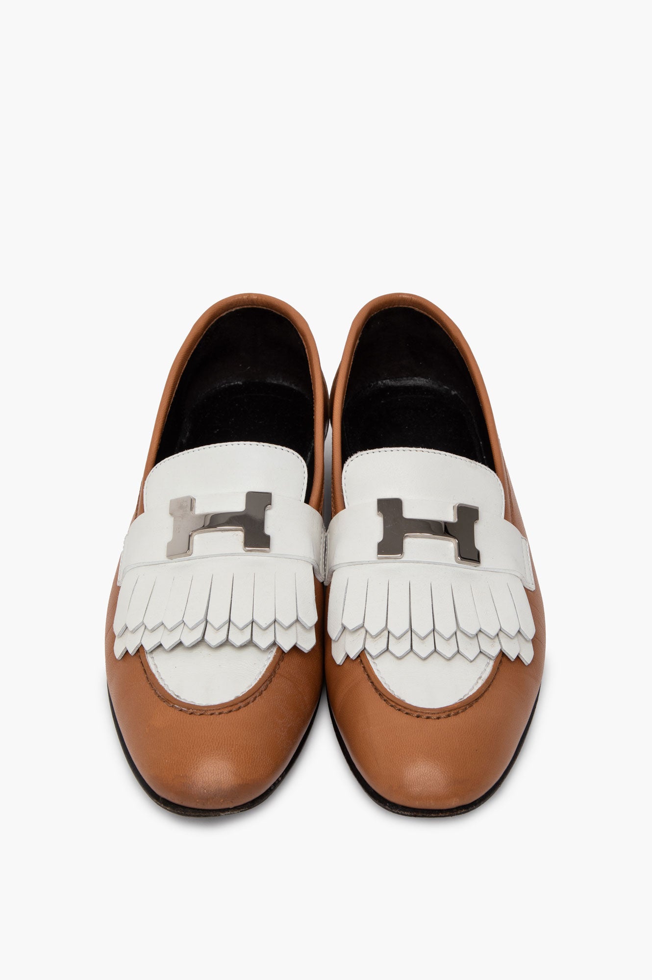 Hermès Naturel/Blanc Calfskin Royal Loafer Size 37