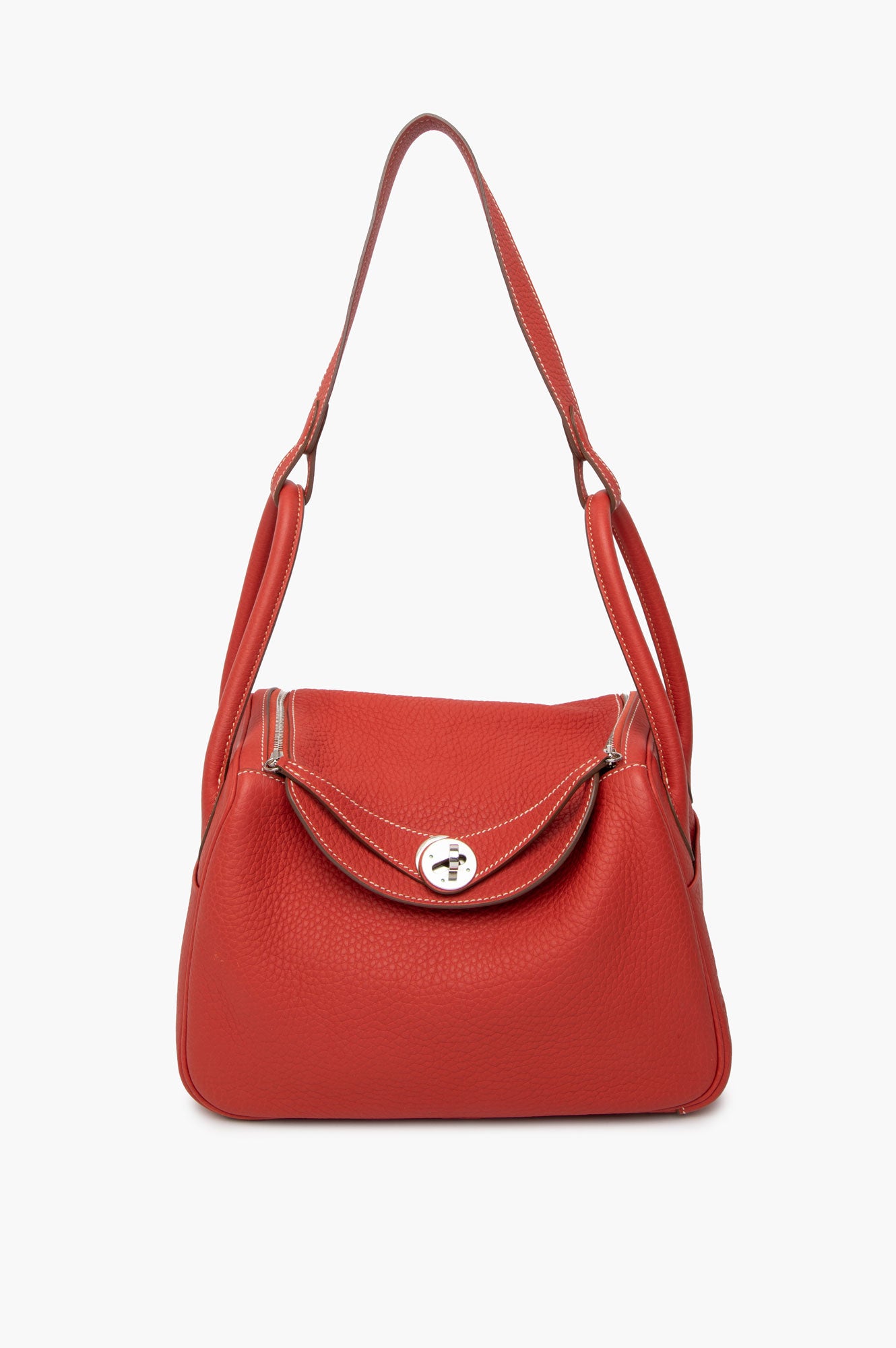 Hermès Sanguine Clemence Leather Lindy 26