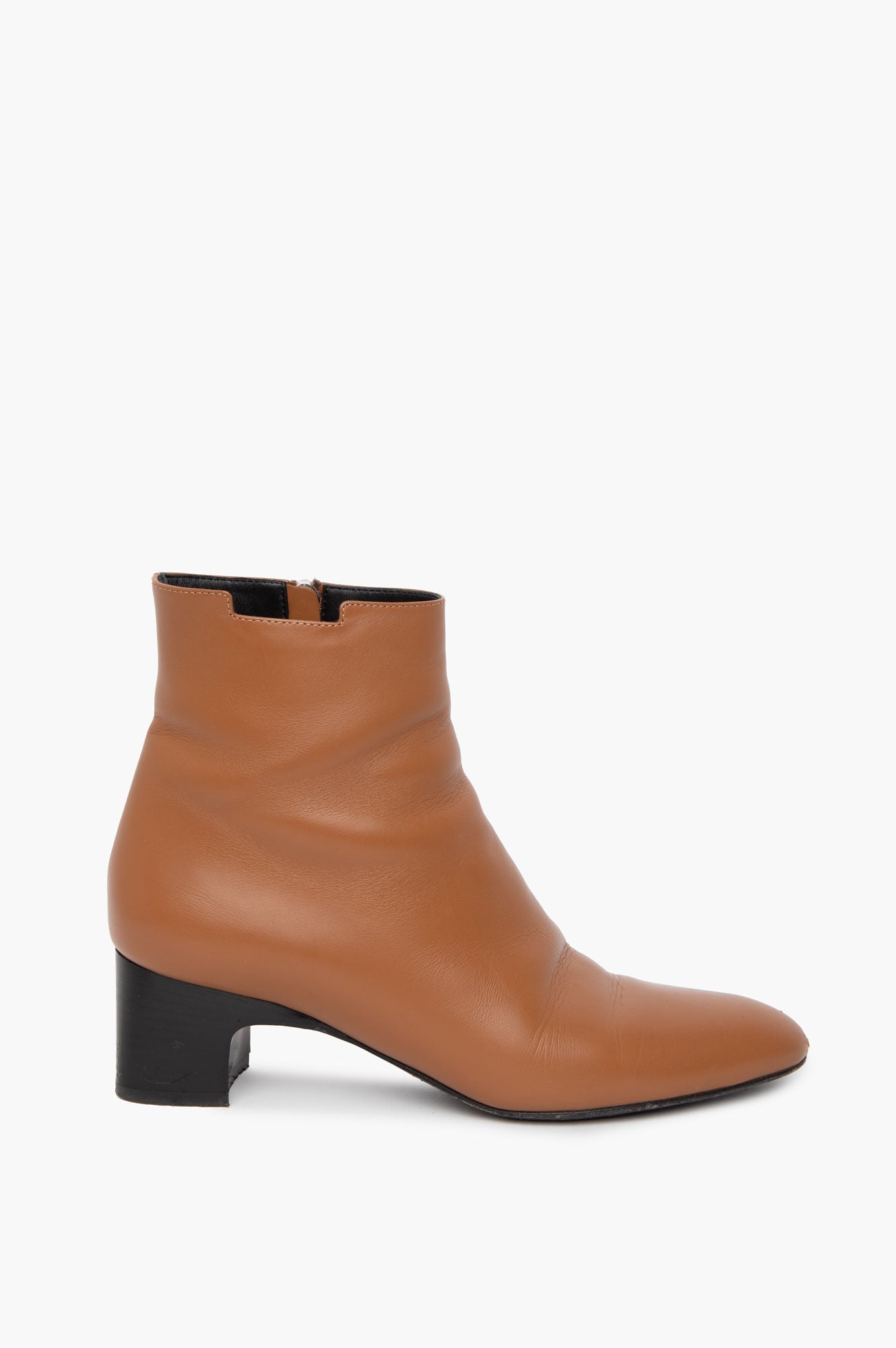 Hermès Toffee Brown Leather Démarche Ankle Boots Size 37