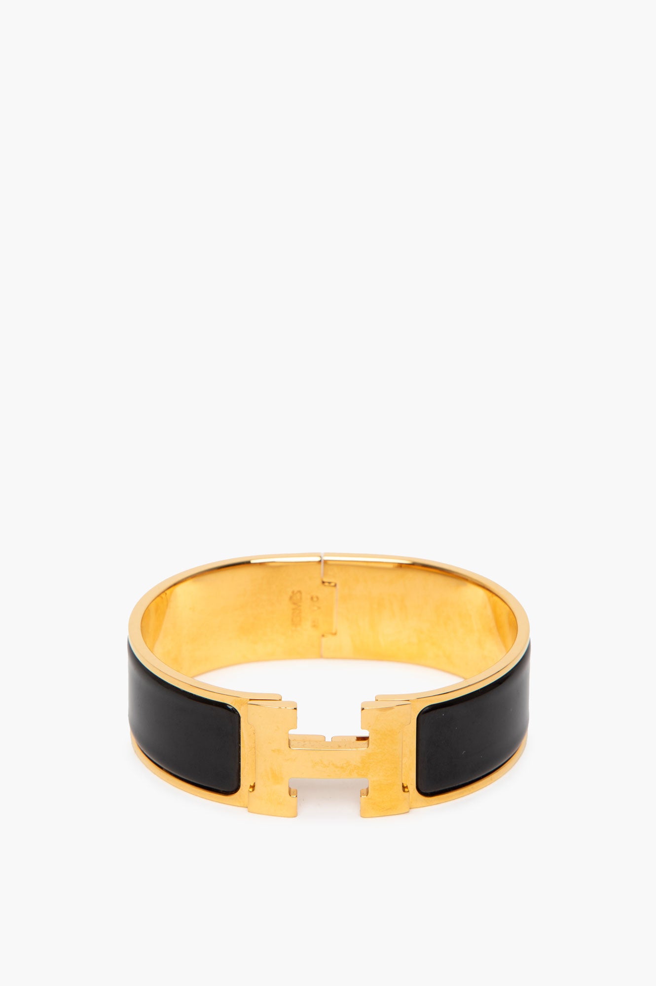 Hermès Yellow Gold/Black Clic Clac H Bracelet