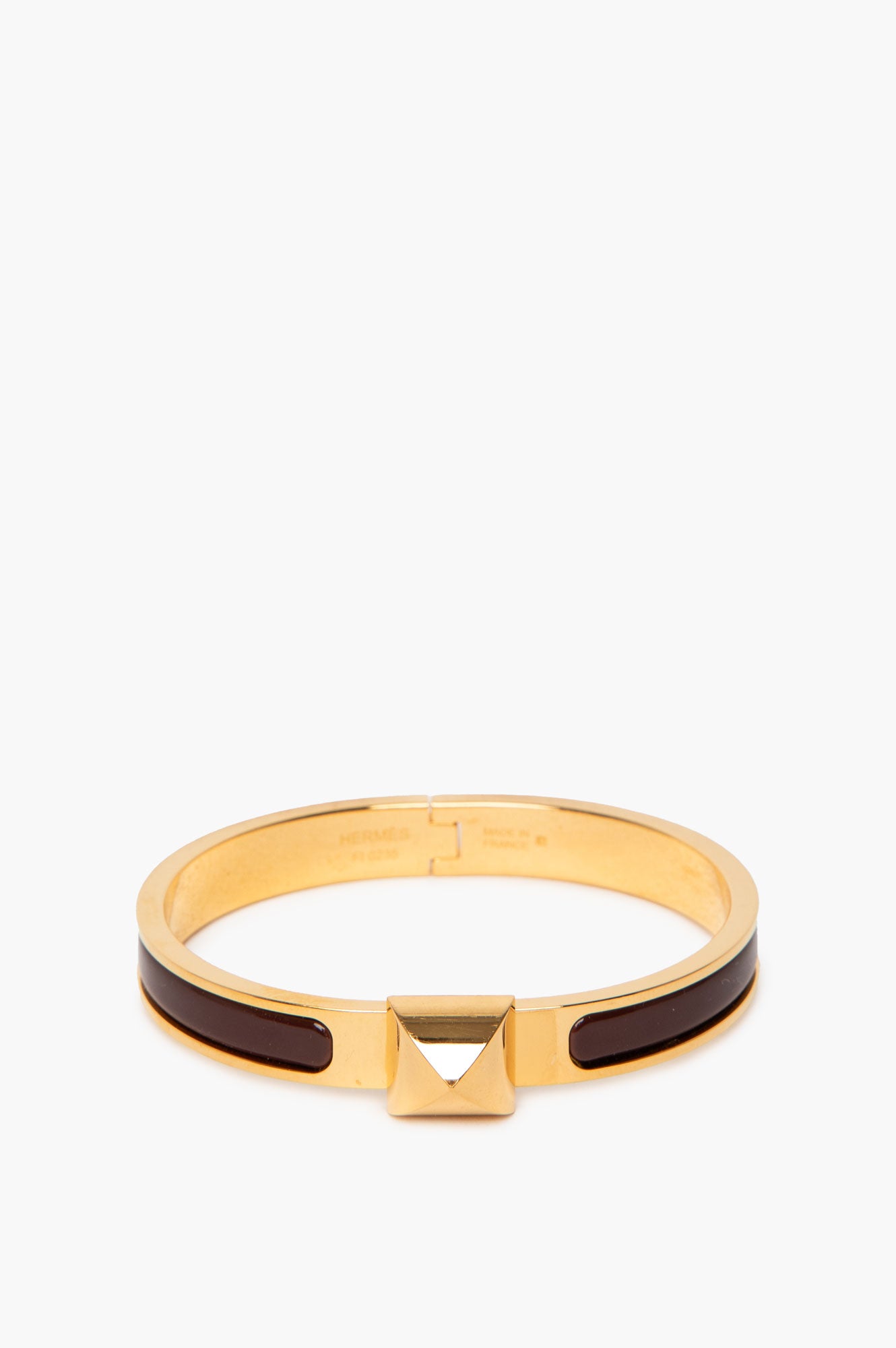 Hermès Yellow Gold Plated Cacao Mini Clic Medor Bracelet