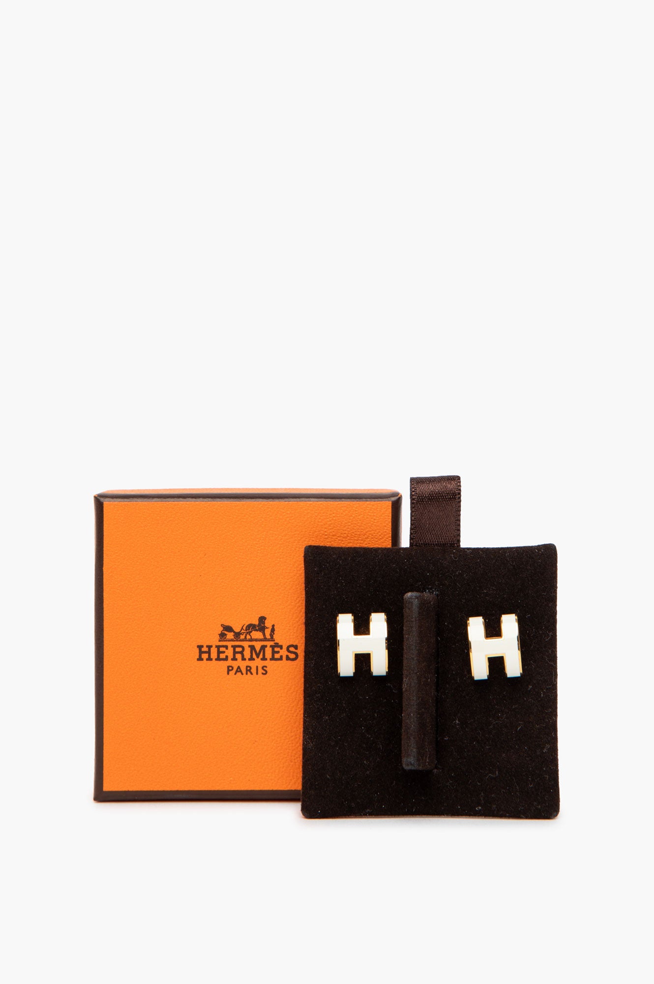 Hermès Yellow Gold Plated White Pop H earrings