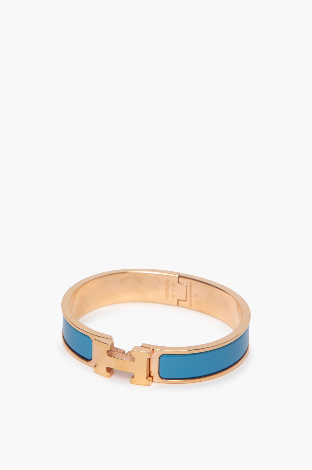 Hermes Clic H Bracelet Blue Gold Size PM