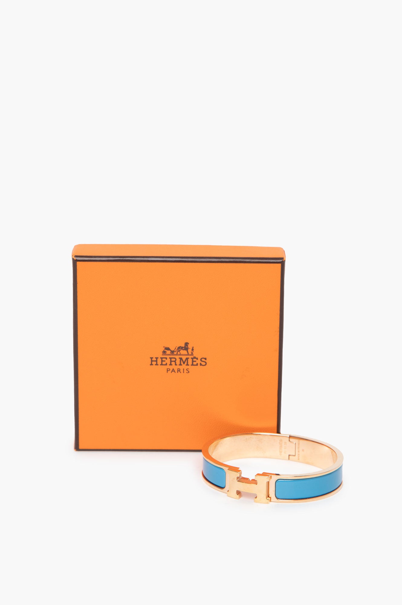 Hermes Clic H Bracelet Blue Gold Size PM - box