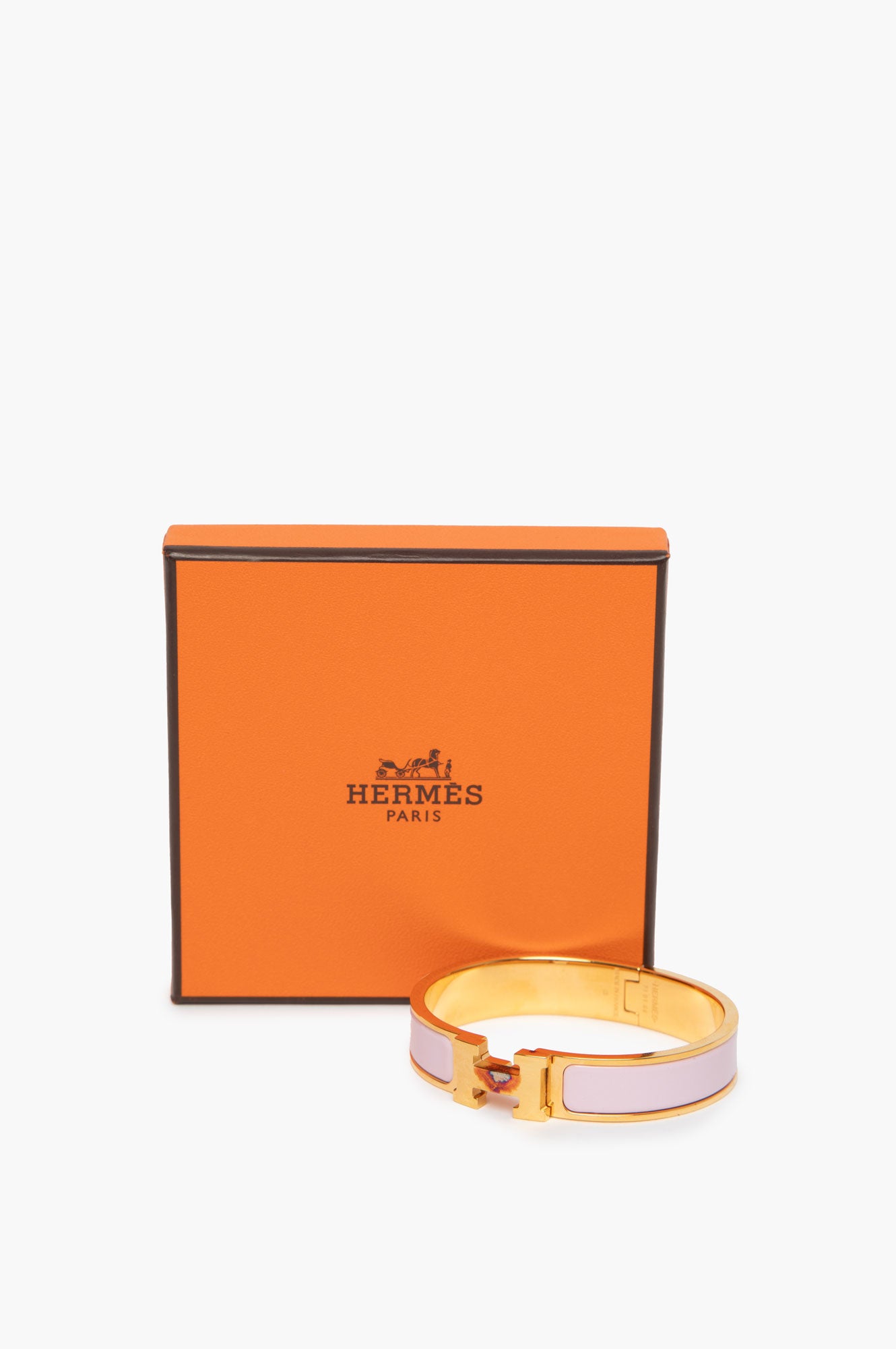 Hermes Clic H Bracelet in Gold and Light Pink