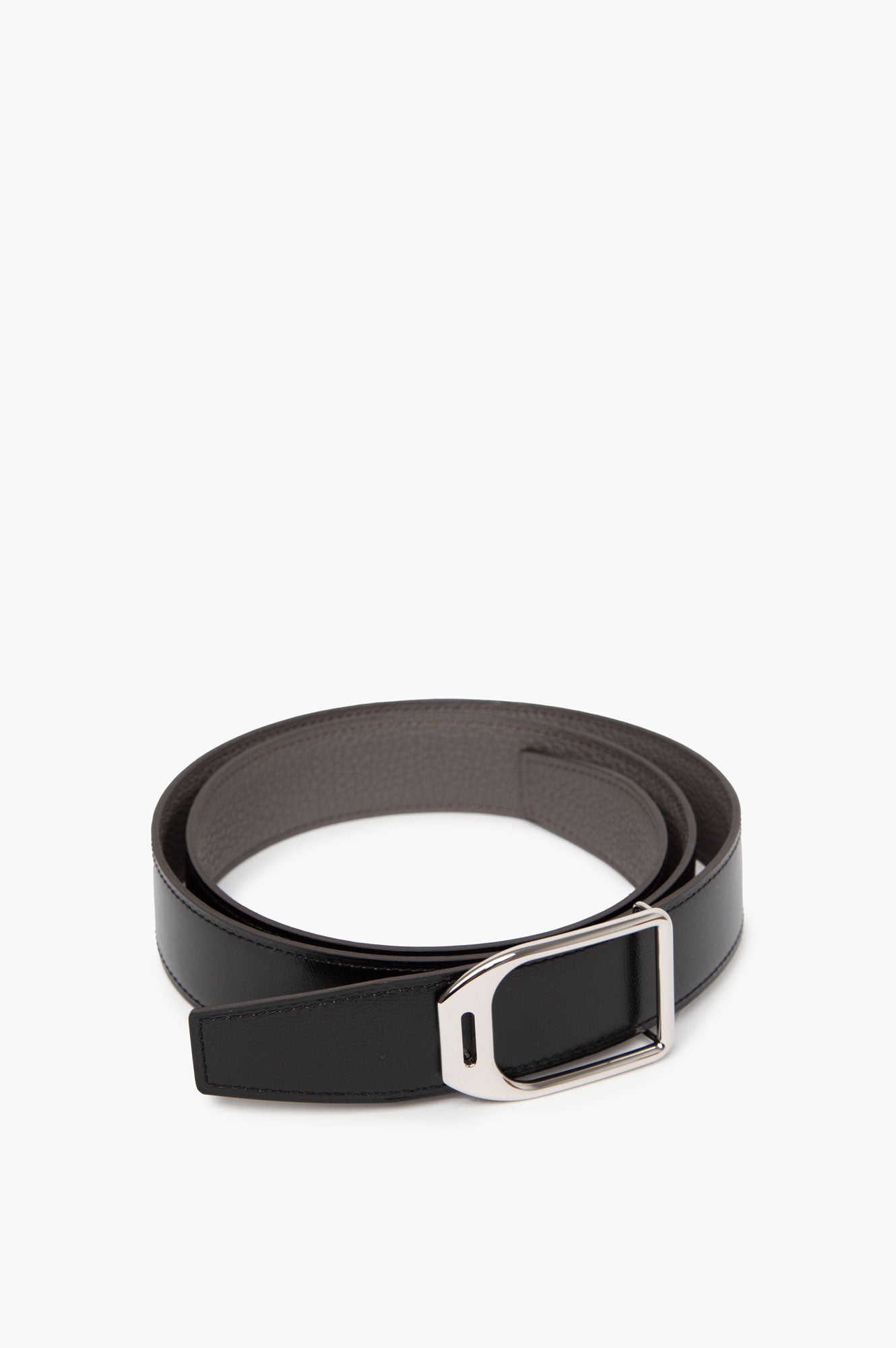Hermes Jockey Belt Buckle & Leather strap 32mm Black/Grey 90cm